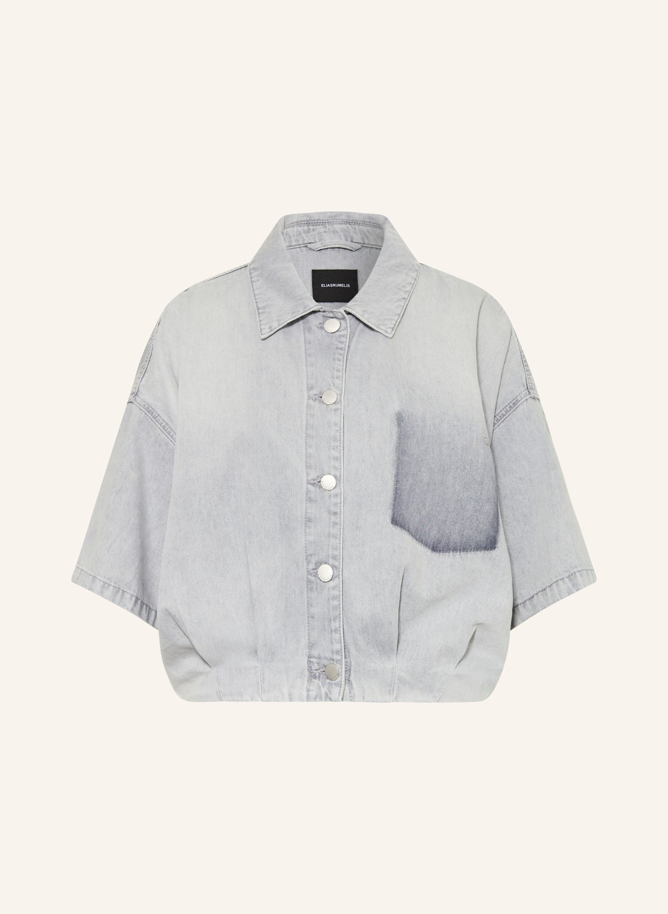 ELIAS RUMELIS CELESTE denim jacket with 3/4 sleeves: 1130 marble grey