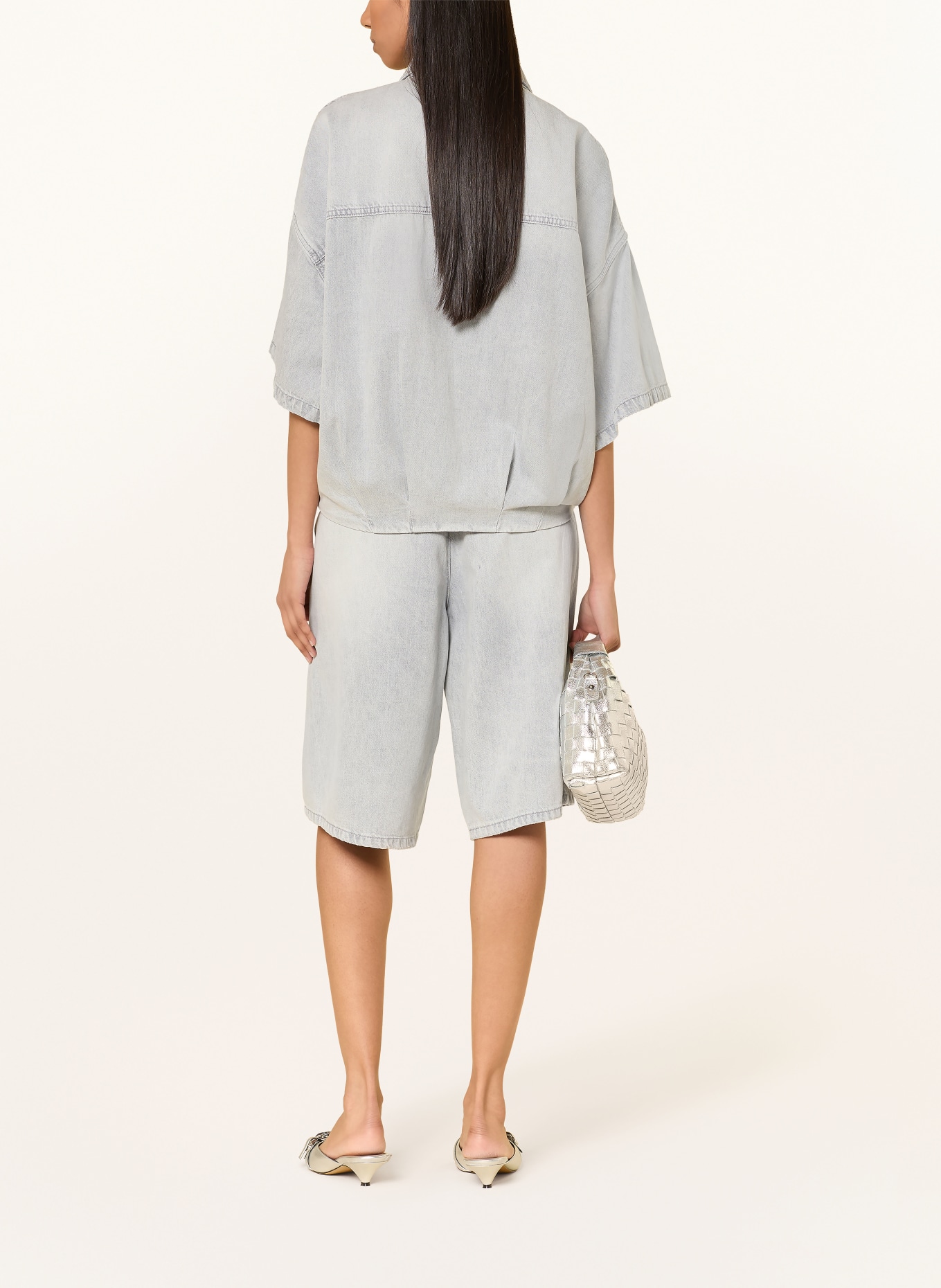ELIAS RUMELIS CELESTE denim jacket with 3/4 sleeves: 1130 marble grey