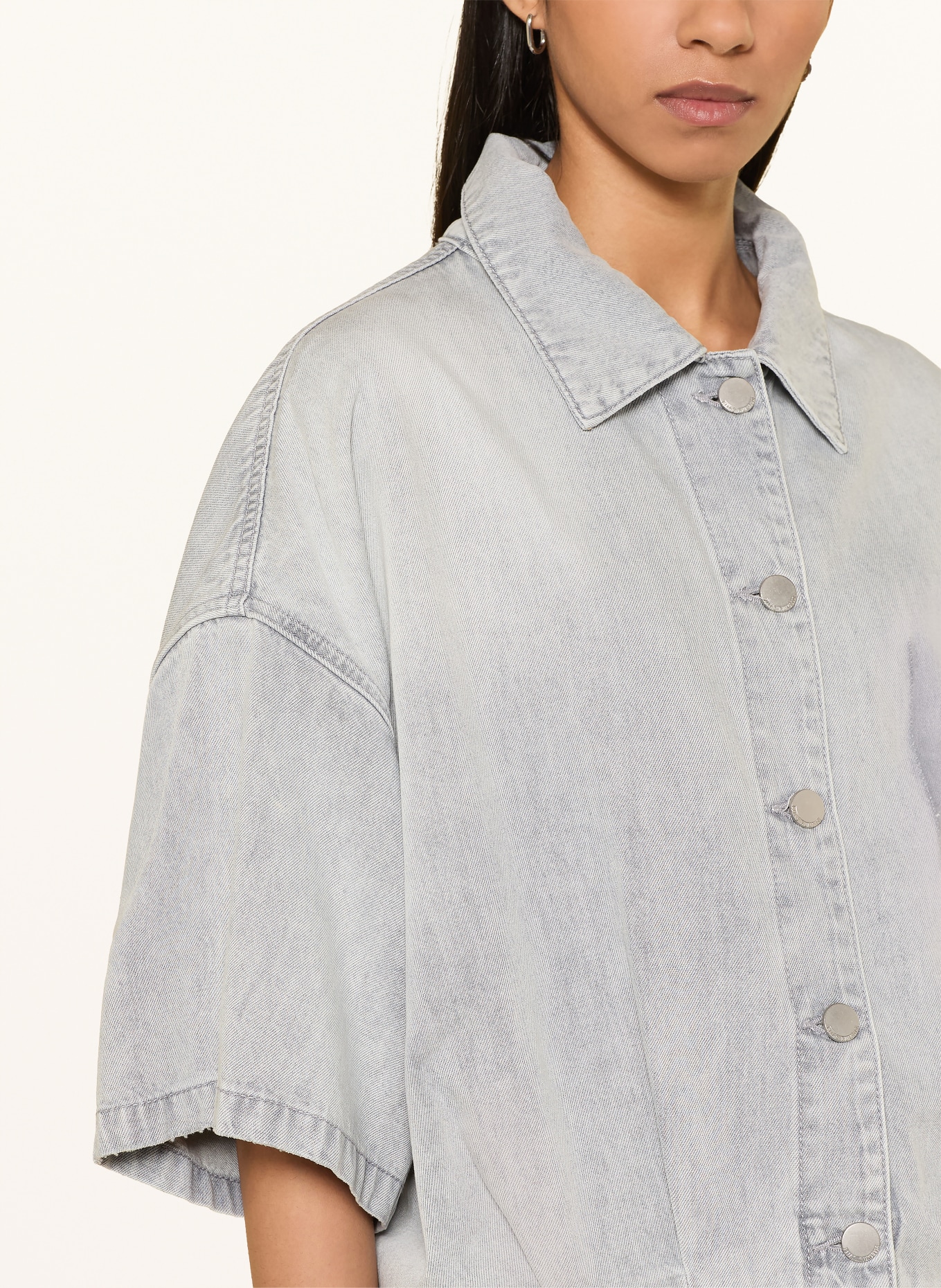 ELIAS RUMELIS CELESTE denim jacket with 3/4 sleeves: 1130 marble grey