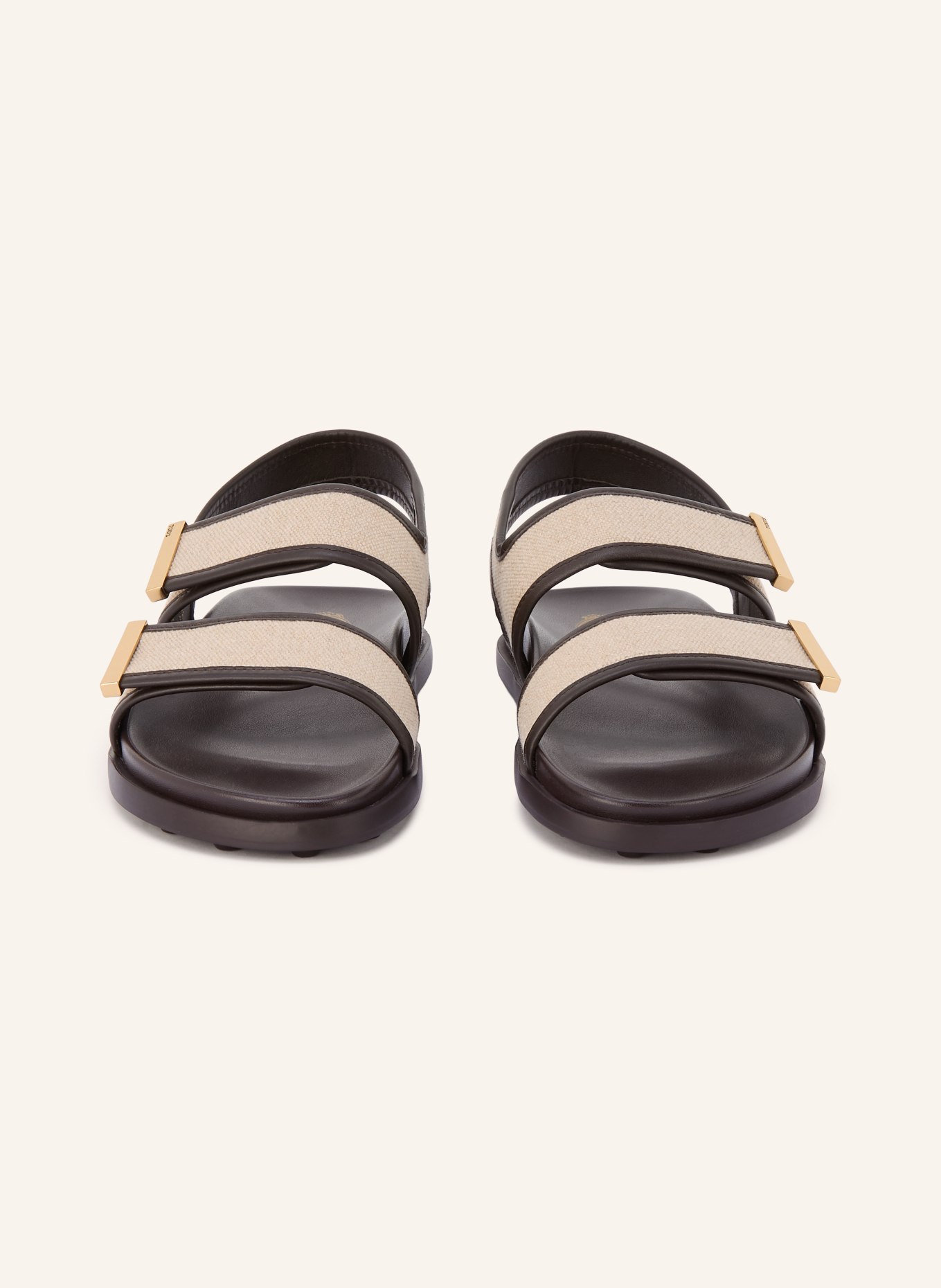 TOD'S Sandalen: BEIGE / GOUD / MARRON FONCÉ