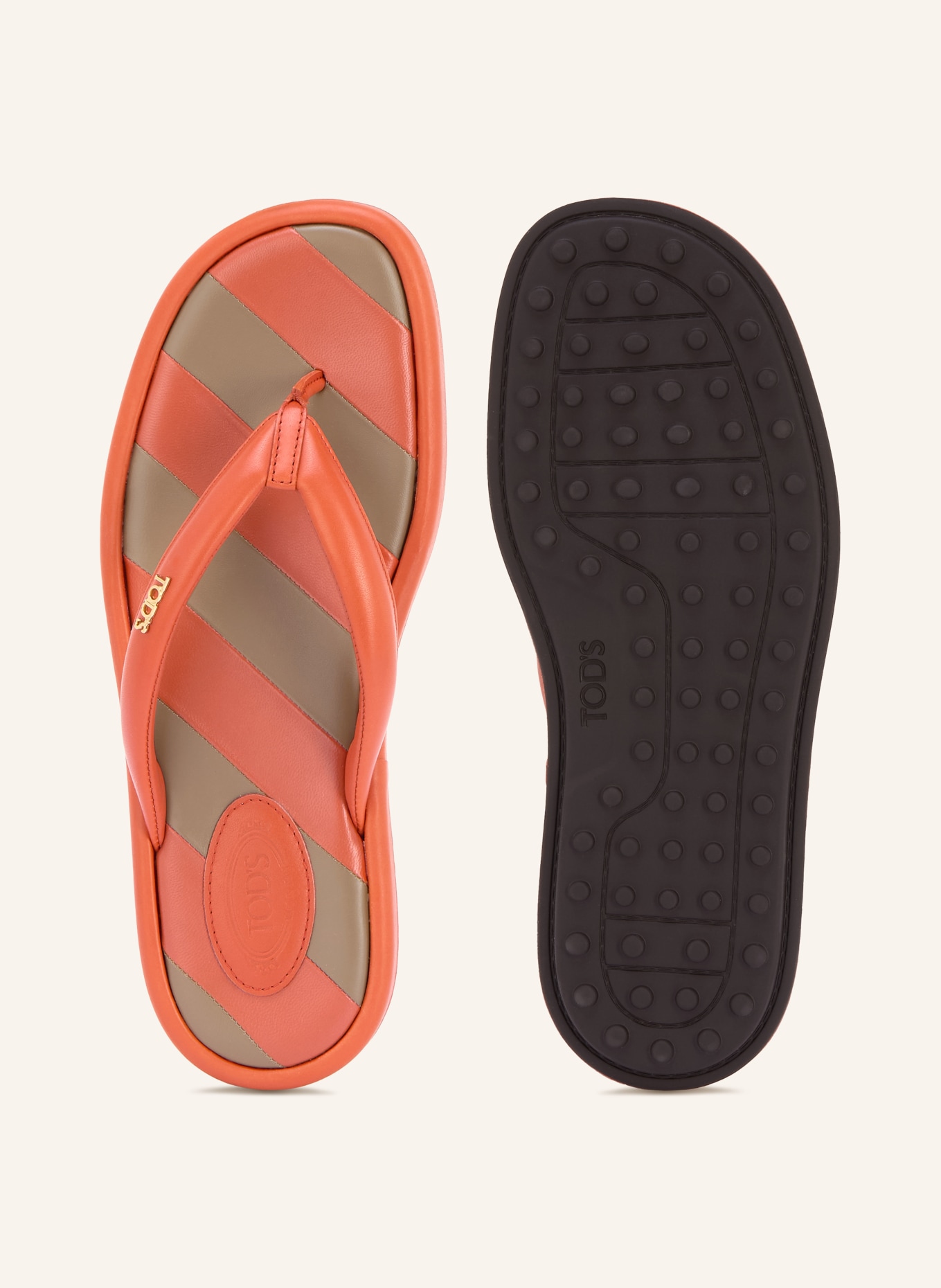 TOD'S GOMMA toe separator: DARK ORANGE / TAUPE