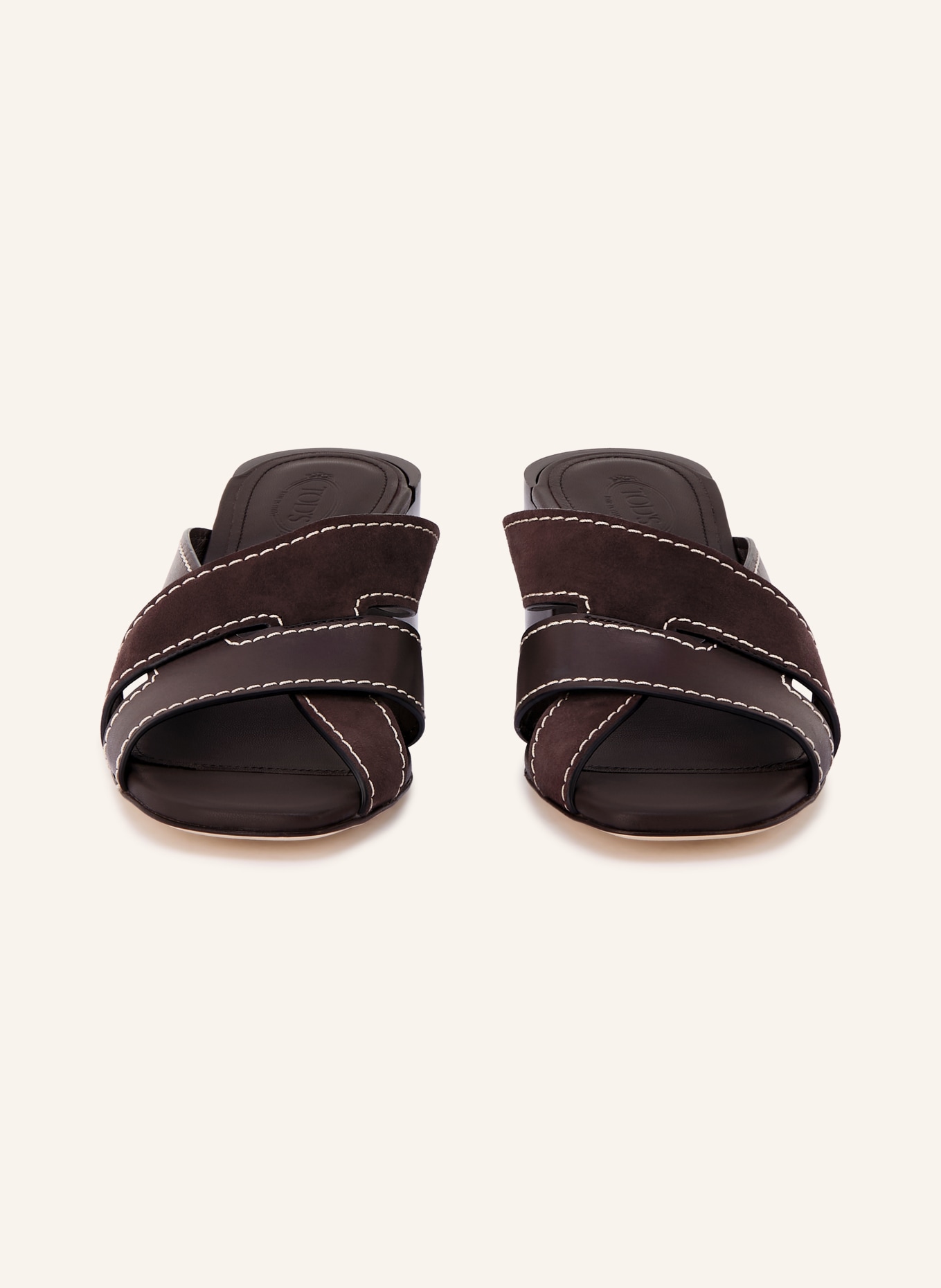 TOD'S Mules: MARRON FONCÉ / ECRU