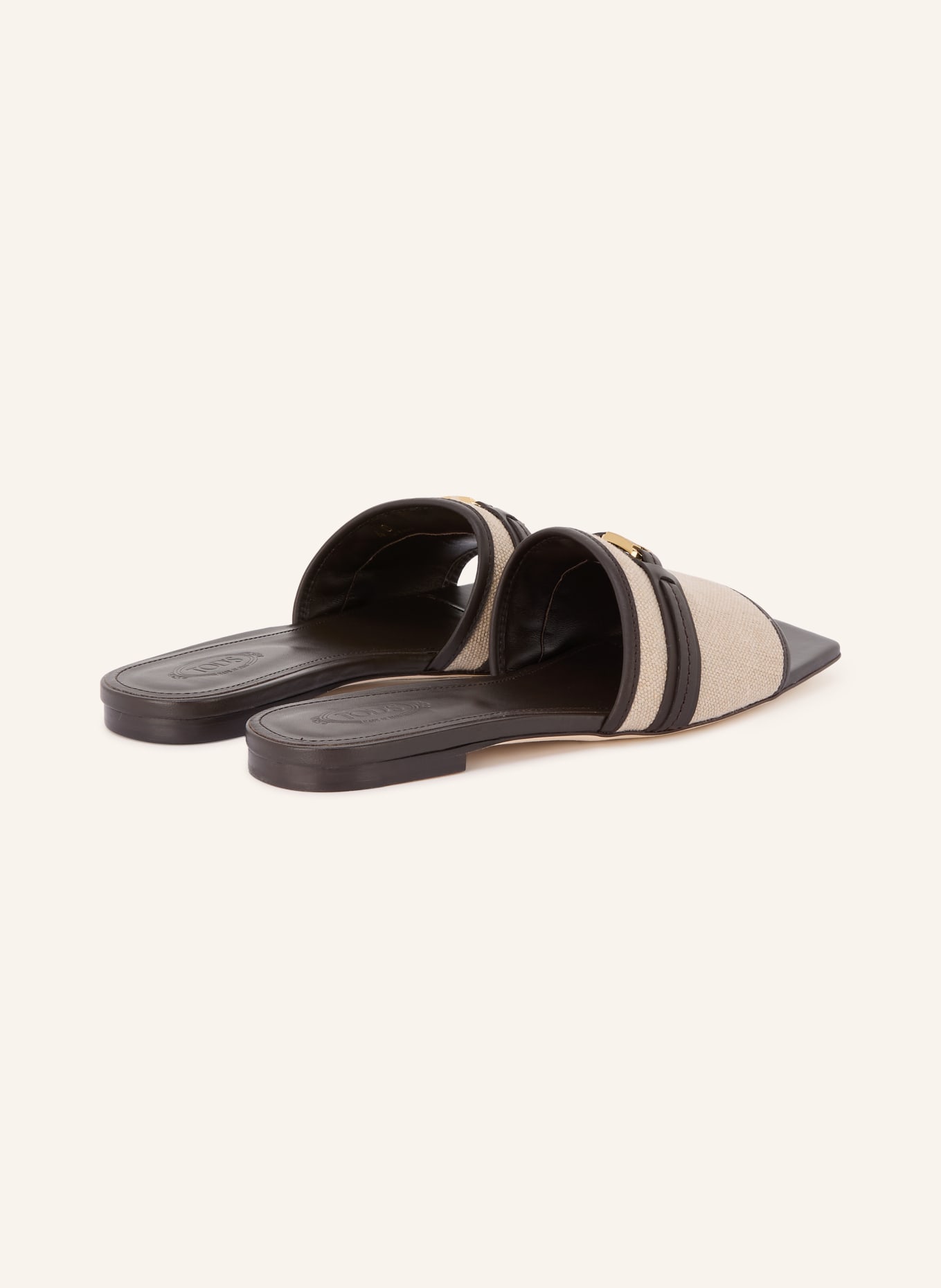 TOD'S slippers: BEIGE / GOUD / MARRON FONCÉ