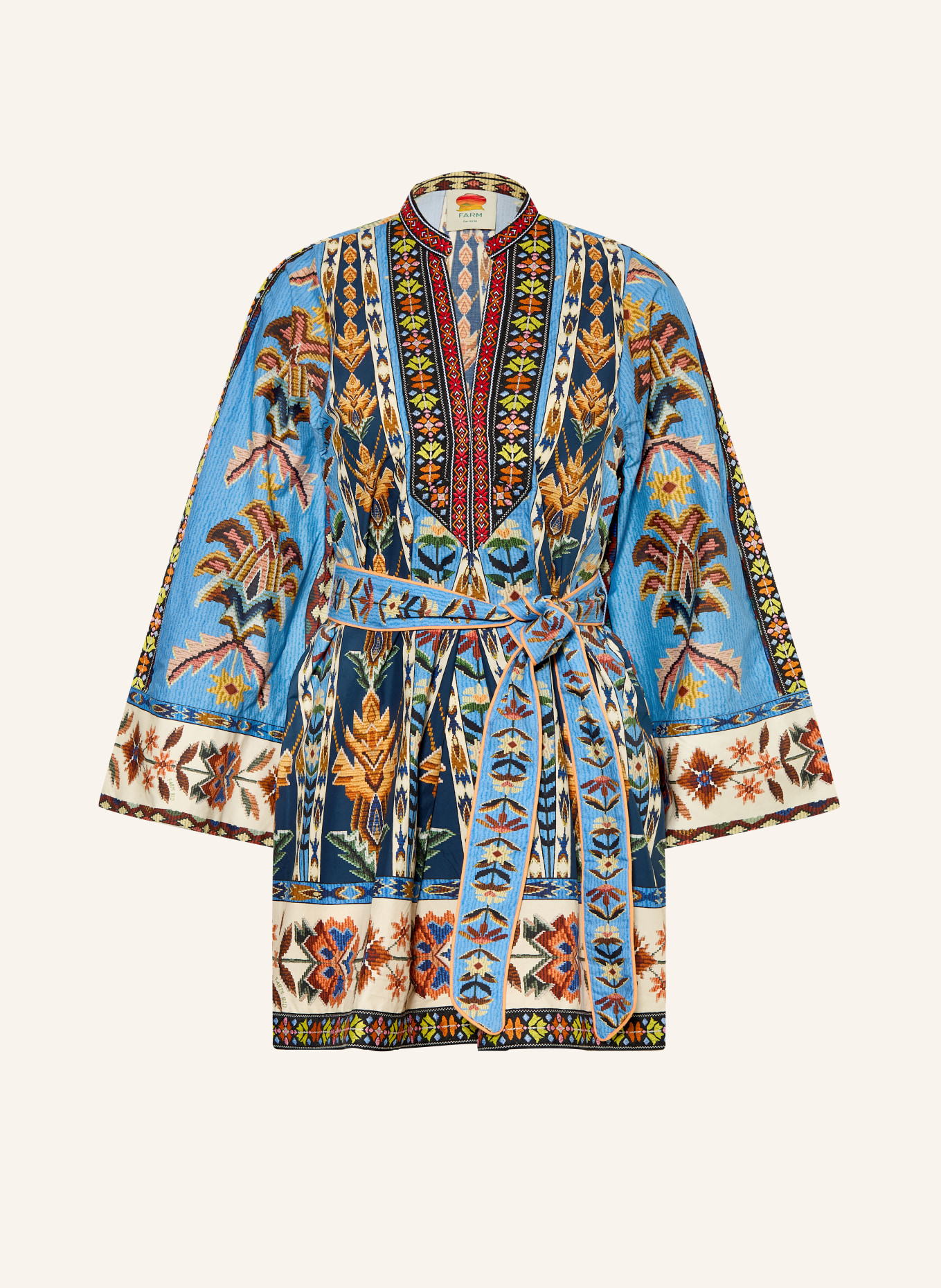FARM RIO Jurk: BLAUW / BEIGE / ORANJE