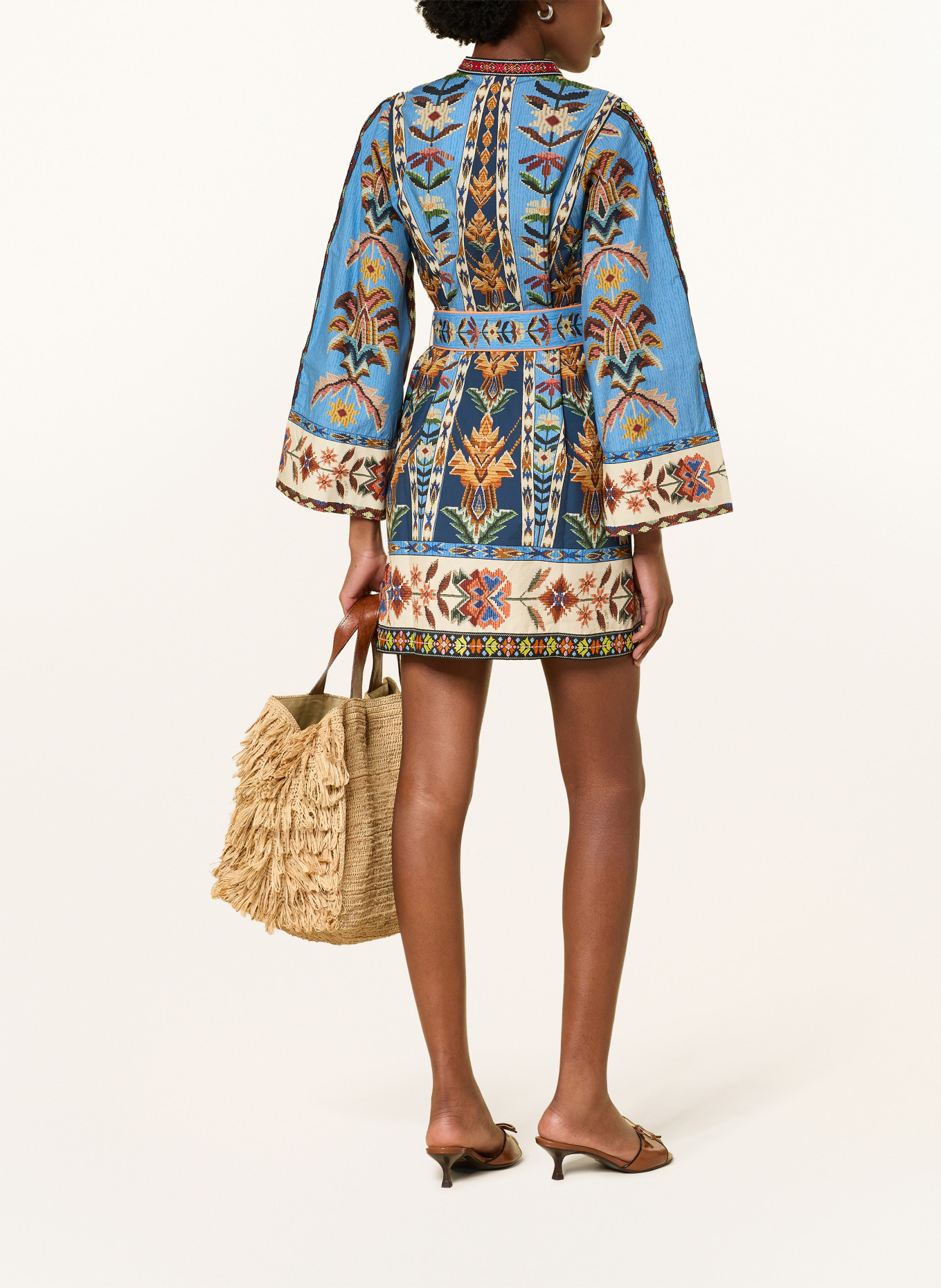 FARM RIO Jurk: BLAUW / BEIGE / ORANJE