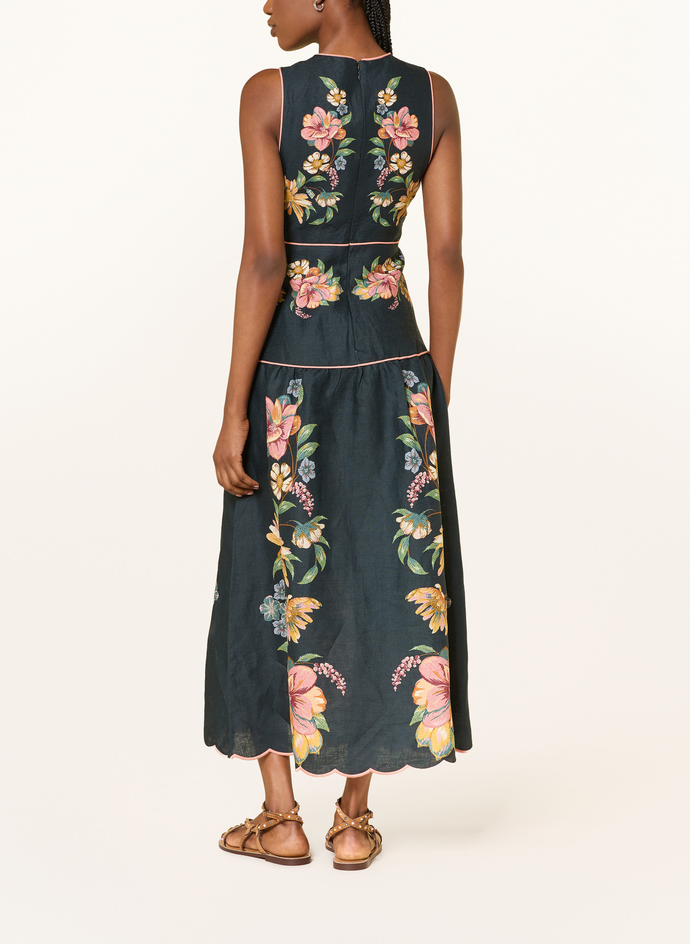 FARM RIO Sukienka z lnu MAIRA: GRANATOWY / JASNOCZERWONY / ZIELONY