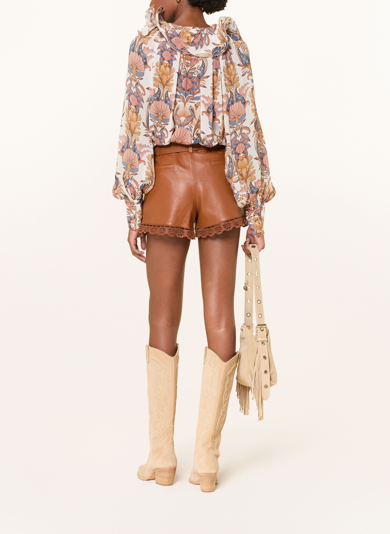 FARM RIO Short en cuir RICHILIEU avec dentelle: MARRON