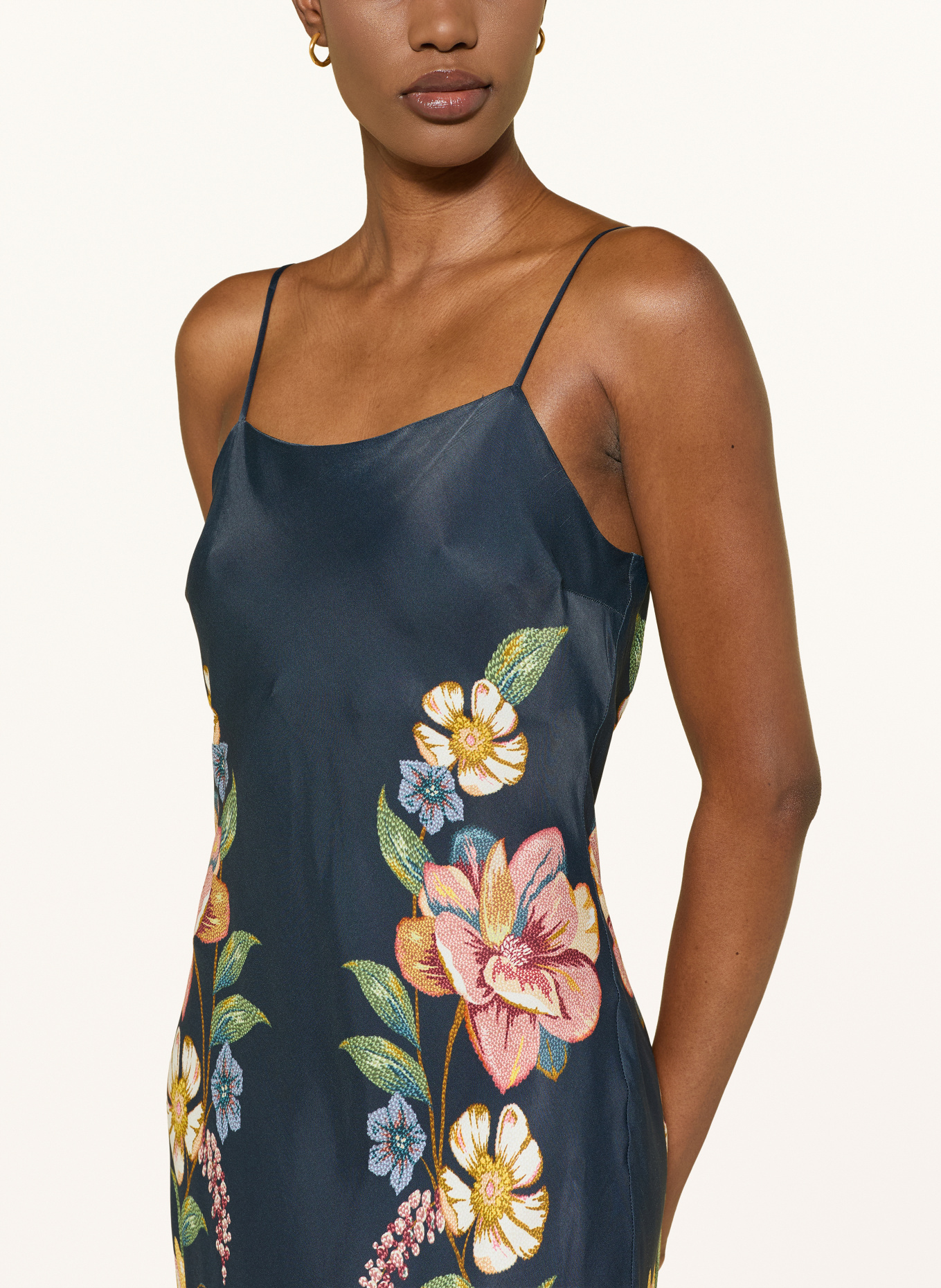 FARM RIO Satynowa sukienka MAIRA: GRANATOWY / CIEMNOŻÓŁTY / NIEBIESKI