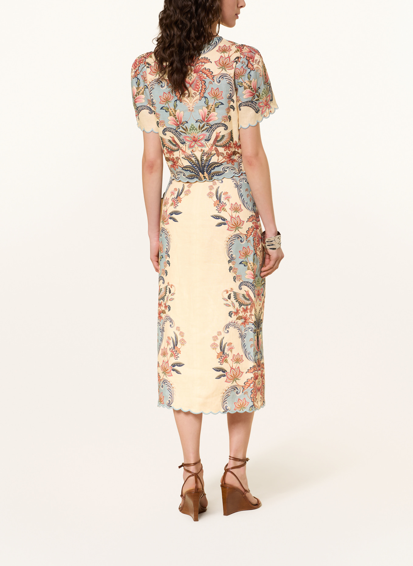 FARM RIO Wikkelsrok van linnen: LICHTGEEL / LICHTORANJE / TURQUOISE