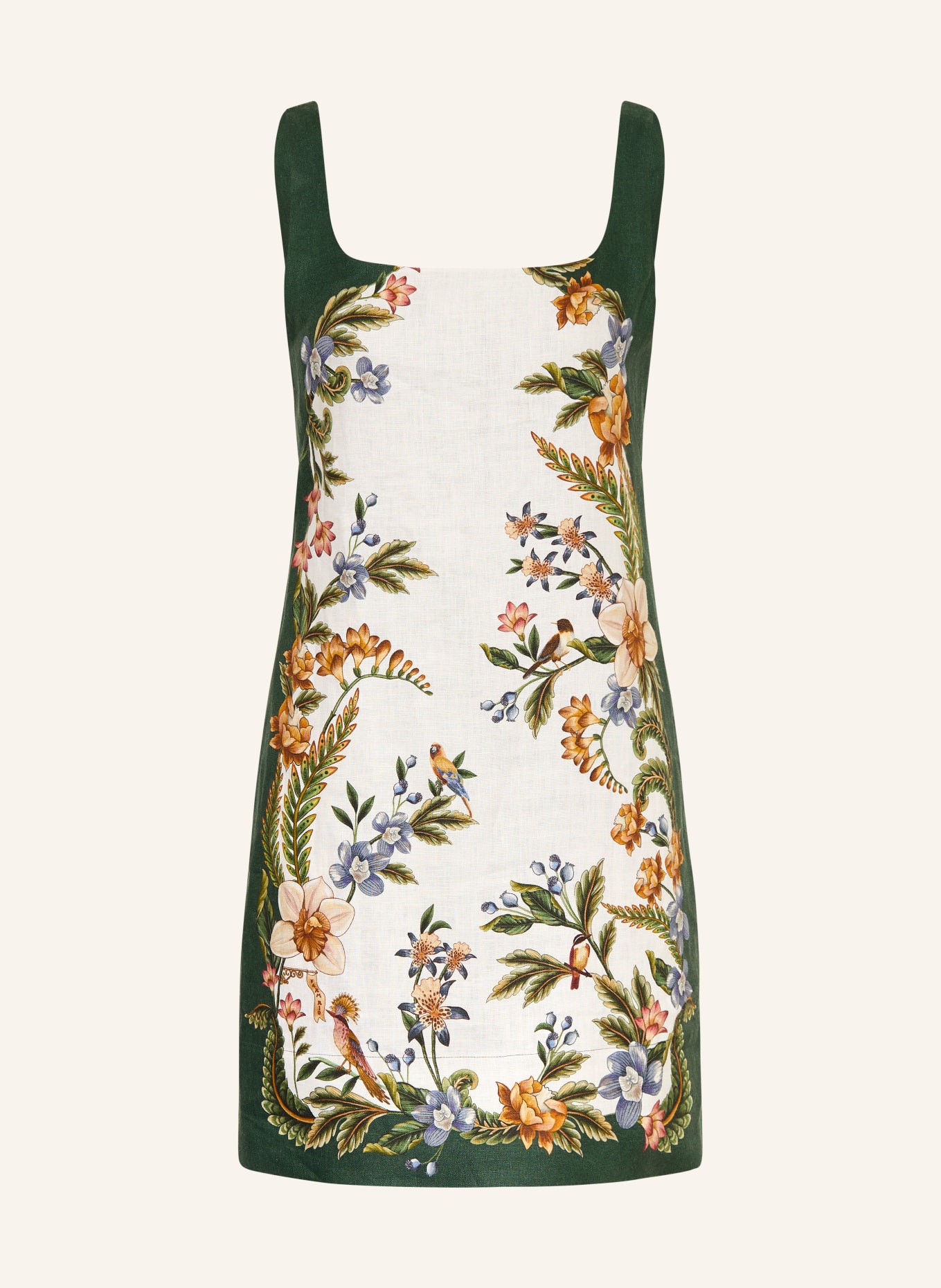 FARM RIO Leinenkleid: CREME / DUNKELORANGE / DUNKELGRÜN