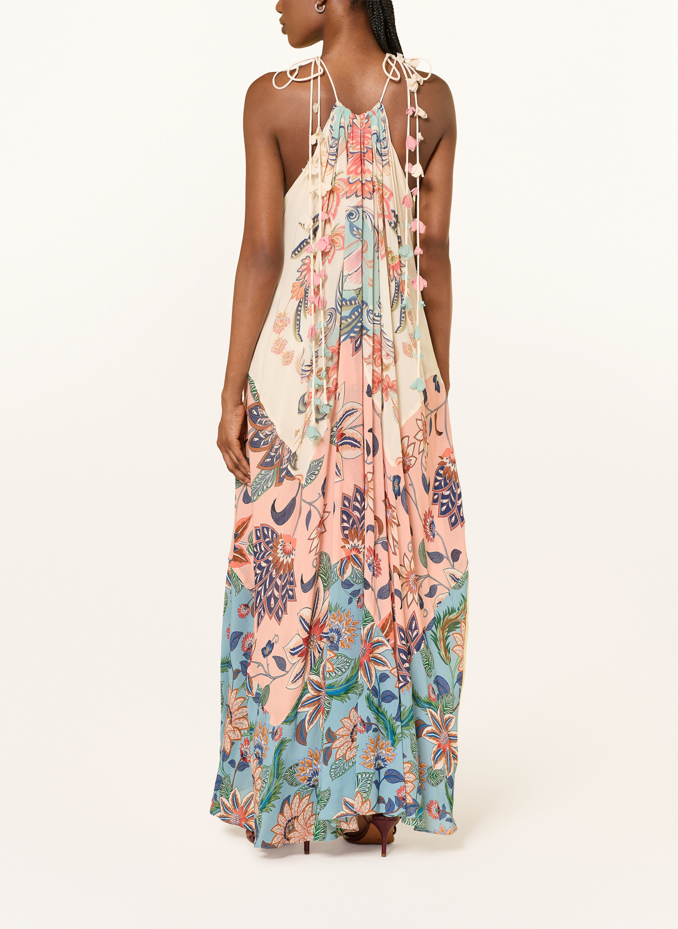 FARM RIO Kleid BOHO: CREME / HELLROT / TÜRKIS