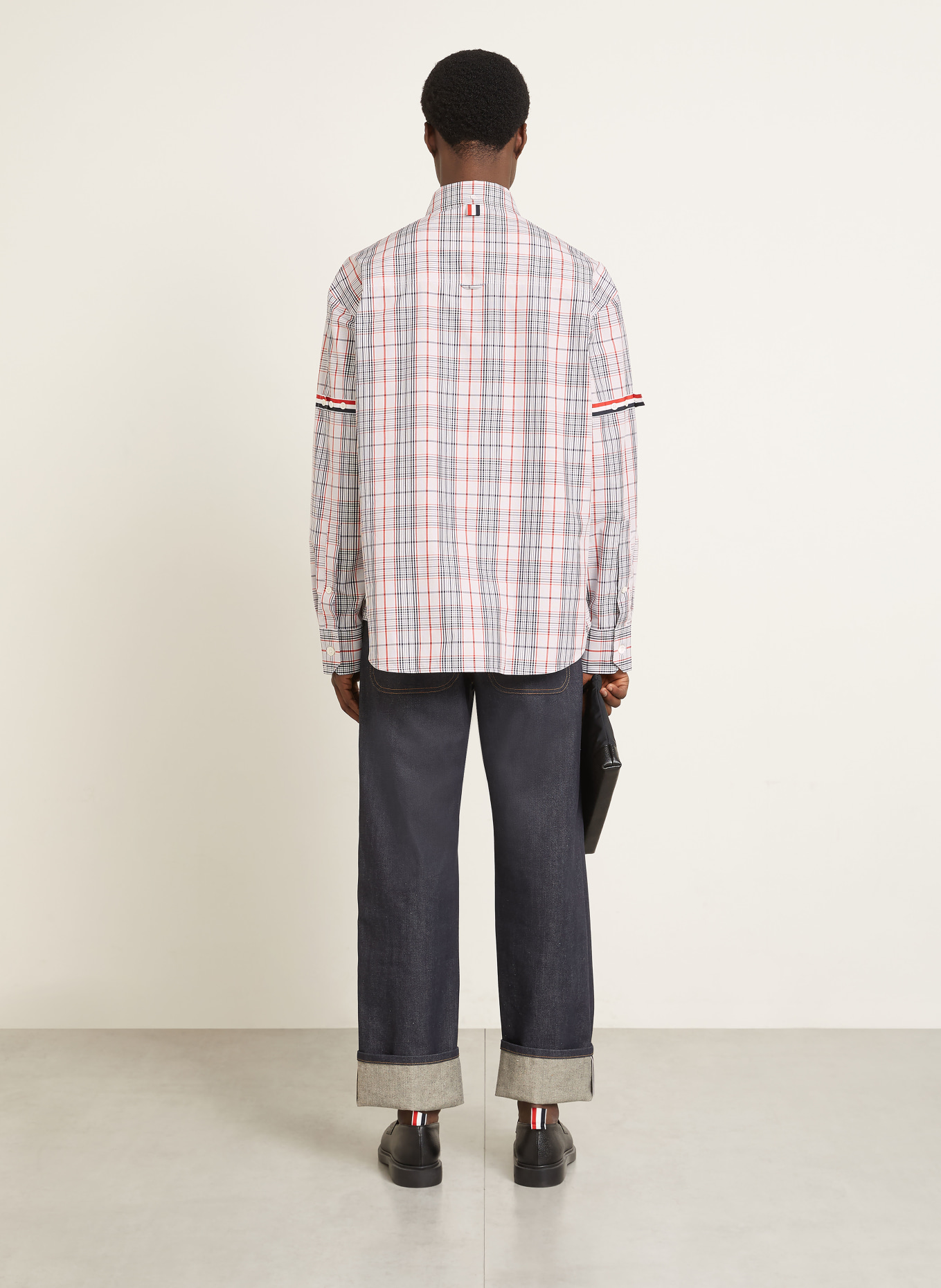 THOM BROWNE. Hemd Comfort Fit: HELLGRAU / ROT / SCHWARZ