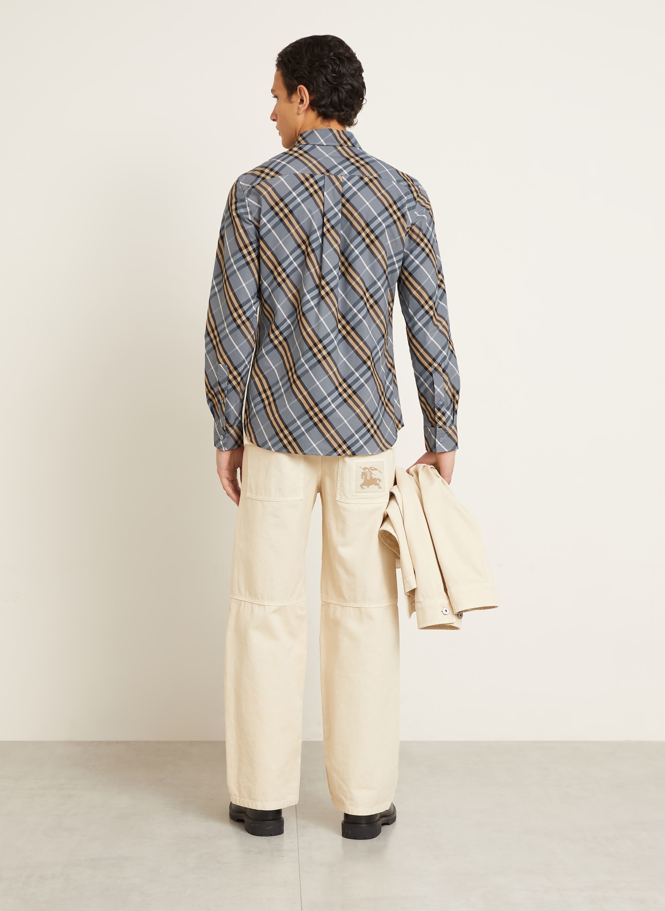 BURBERRY Overhemd ROBERT Slim Fit: BLAUWGRIJS / BEIGE / ZWART