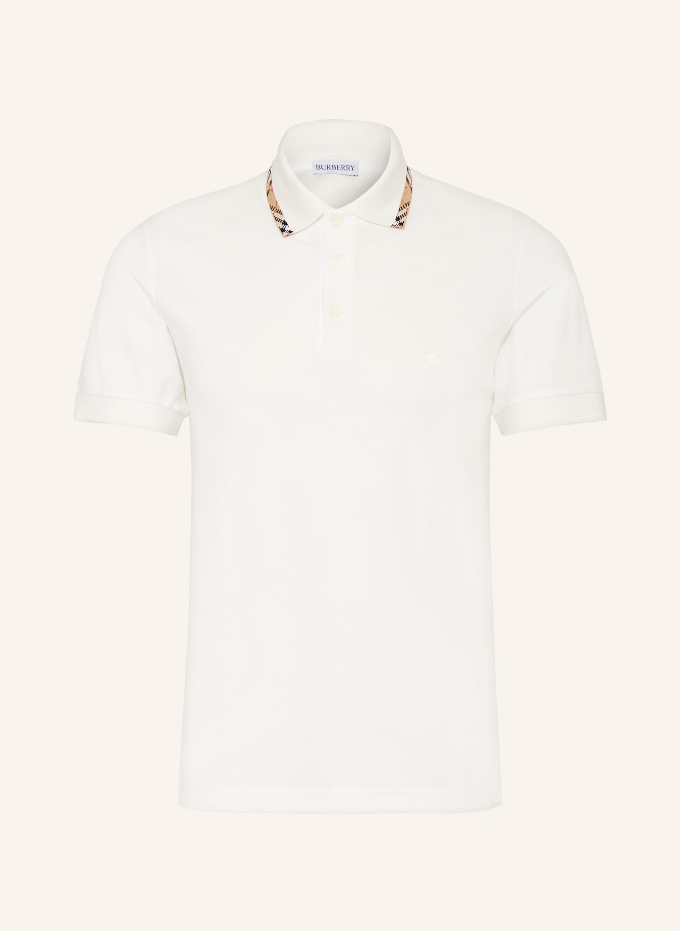 BURBERRY Piqué-poloshirt EDDIE: WIT / BEIGE / ROOD