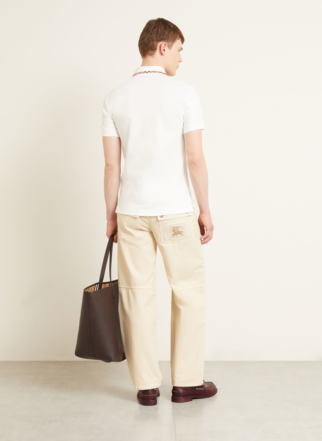 BURBERRY Piqué-poloshirt EDDIE: WIT / BEIGE / ROOD