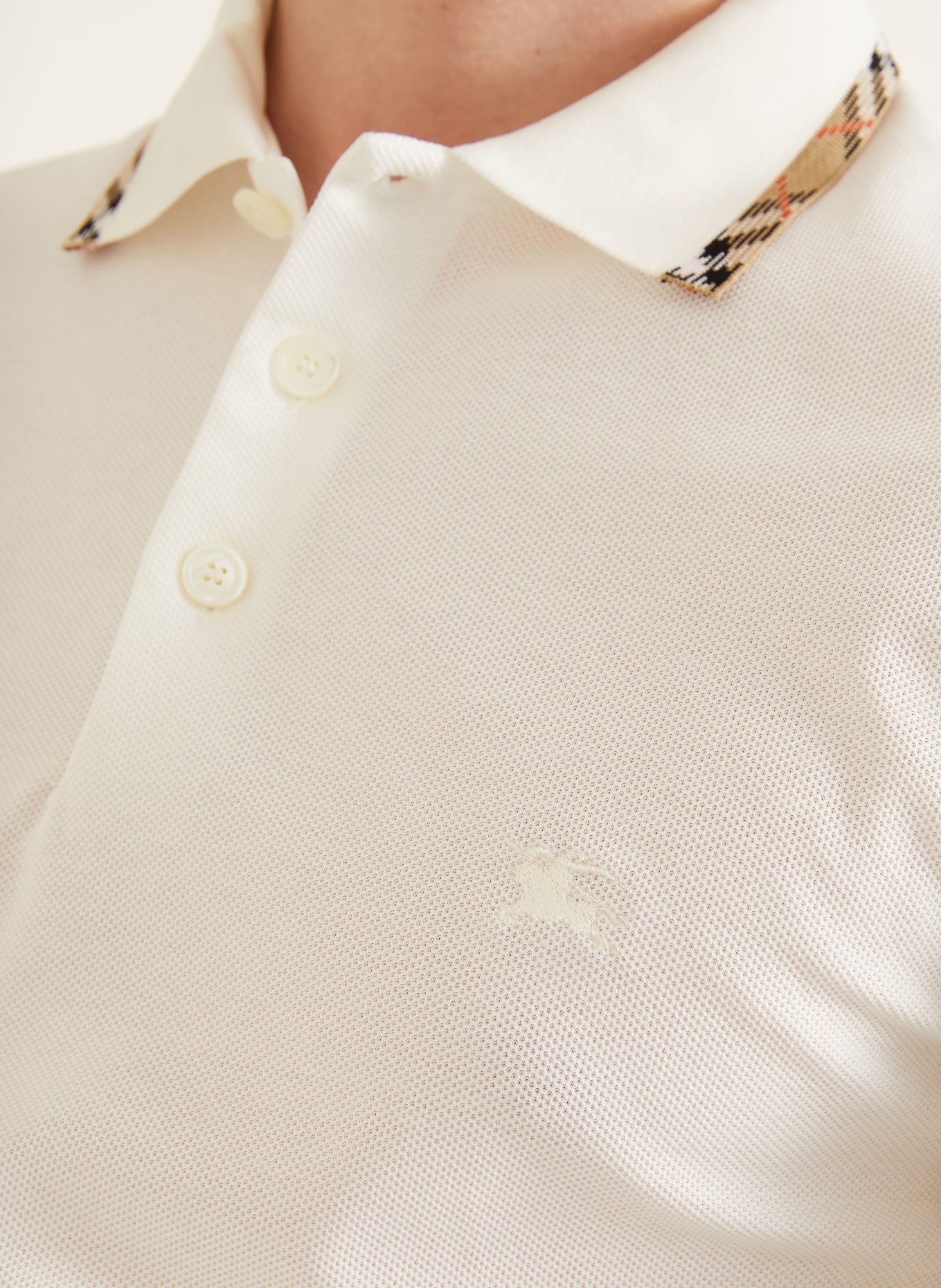 BURBERRY Piqué-poloshirt EDDIE: WIT / BEIGE / ROOD