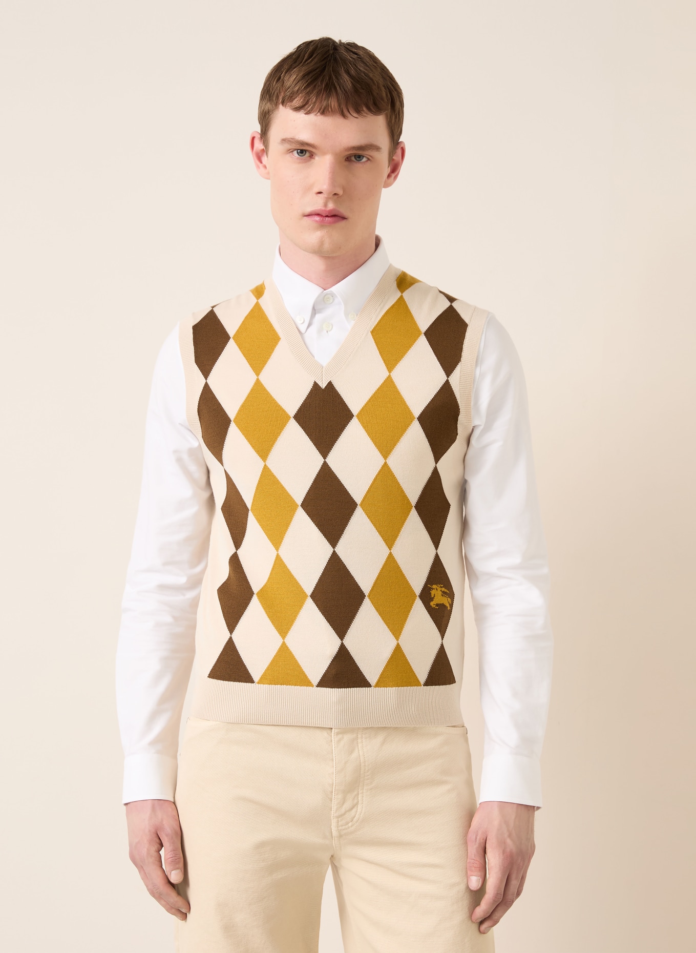 BURBERRY Pullunder ASH: CREME / BRAUN