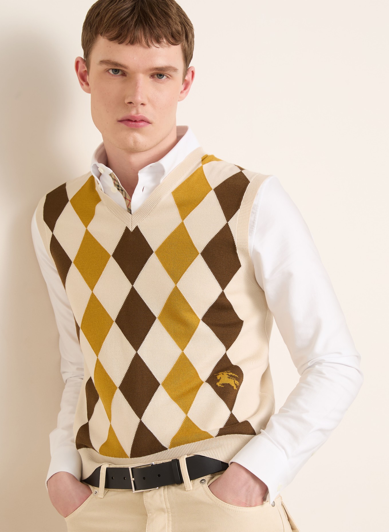 BURBERRY Pullunder ASH: CREME / BRAUN