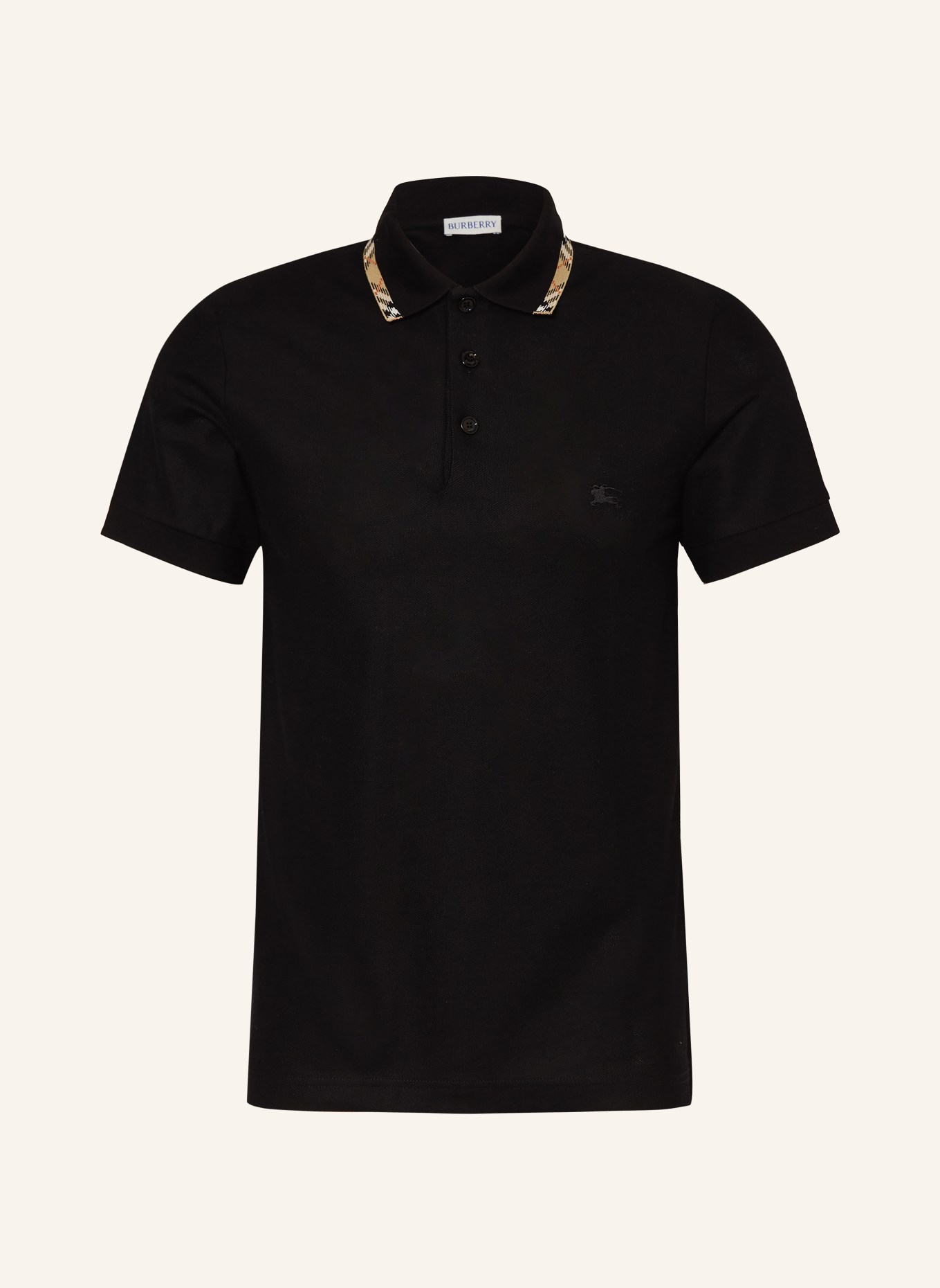 BURBERRY Piqué-poloshirt EDDIE: ZWART / BEIGE / ROOD