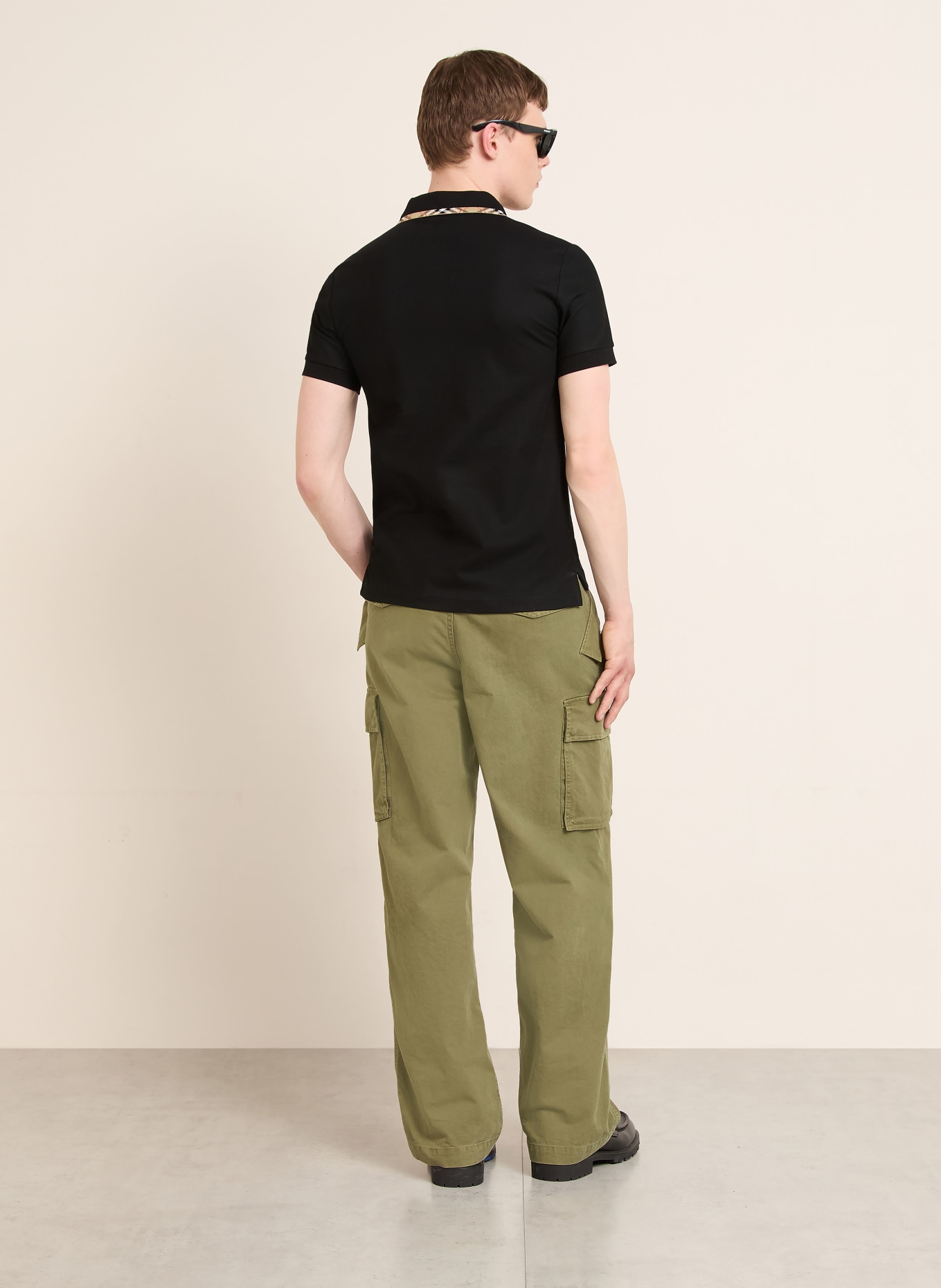 BURBERRY Piqué-poloshirt EDDIE: ZWART / BEIGE / ROOD