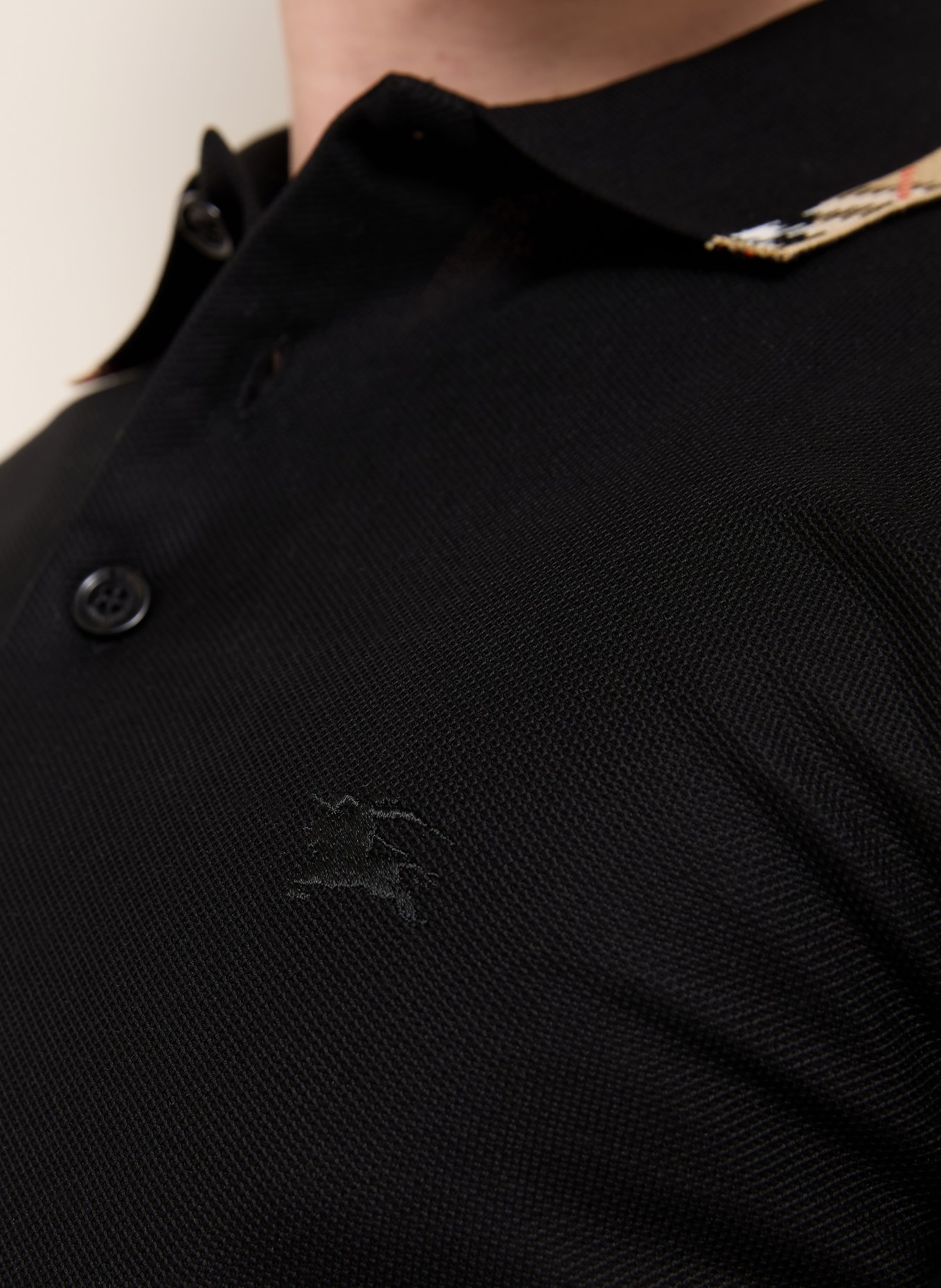 BURBERRY Piqué-poloshirt EDDIE: ZWART / BEIGE / ROOD