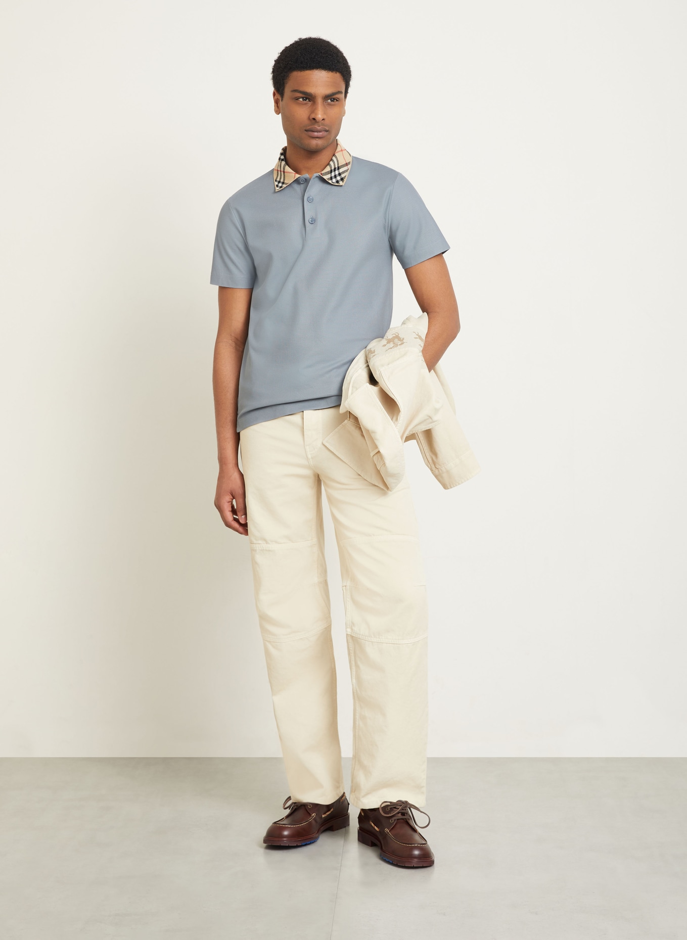 BURBERRY Polo piqué EVAN: BLEU GRIS