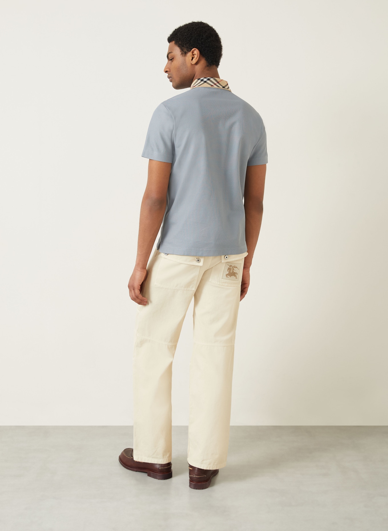 BURBERRY Polo piqué EVAN: BLEU GRIS