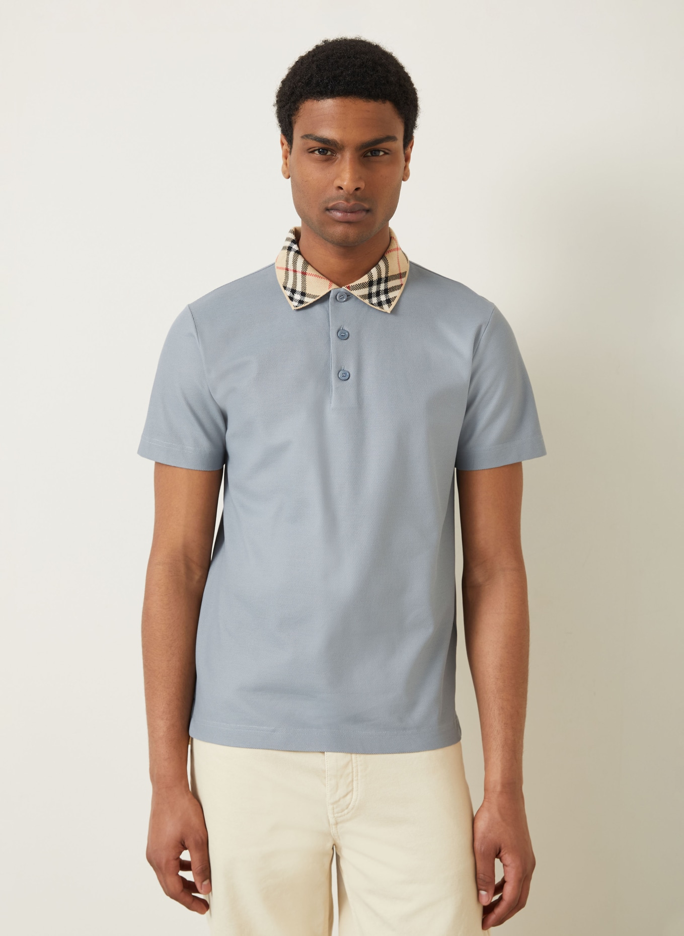 BURBERRY Polo piqué EVAN: BLEU GRIS