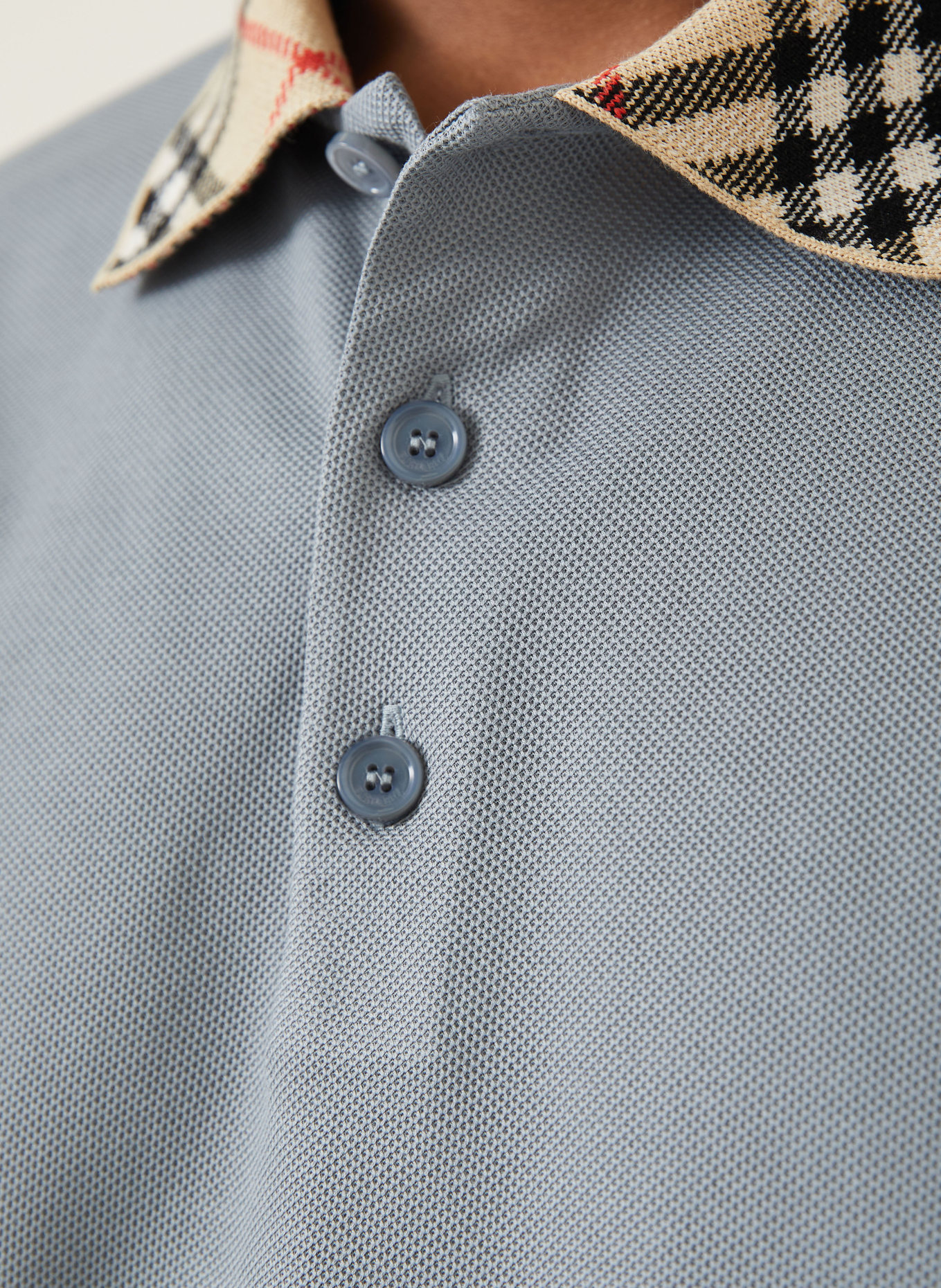 BURBERRY Polo piqué EVAN: BLEU GRIS
