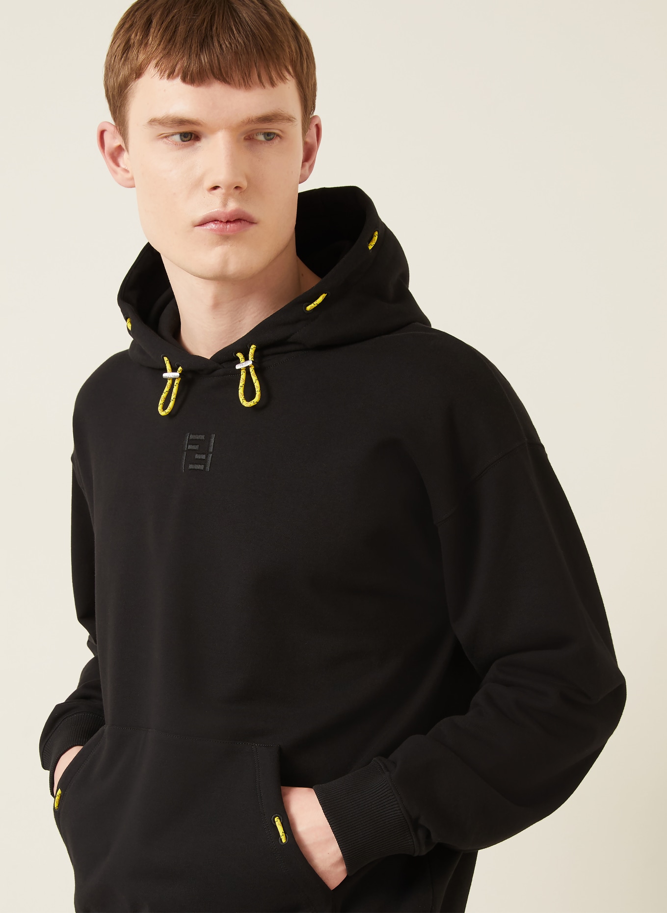 FENDI Hoodie: SCHWARZ / NEONGELB