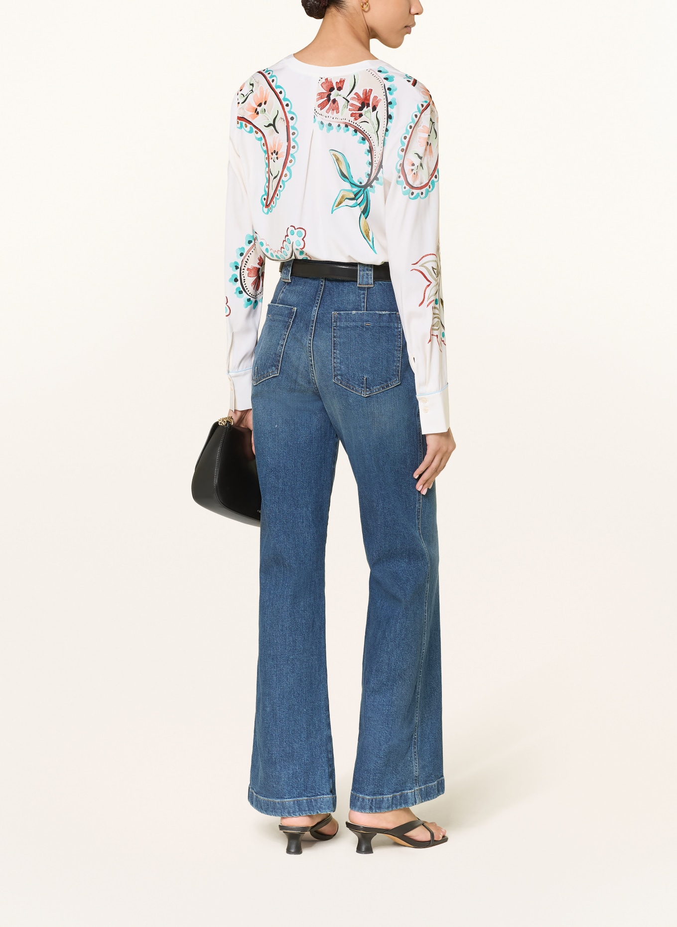 HERZENS Silk blouse shirt: WHITE / RED / GREEN