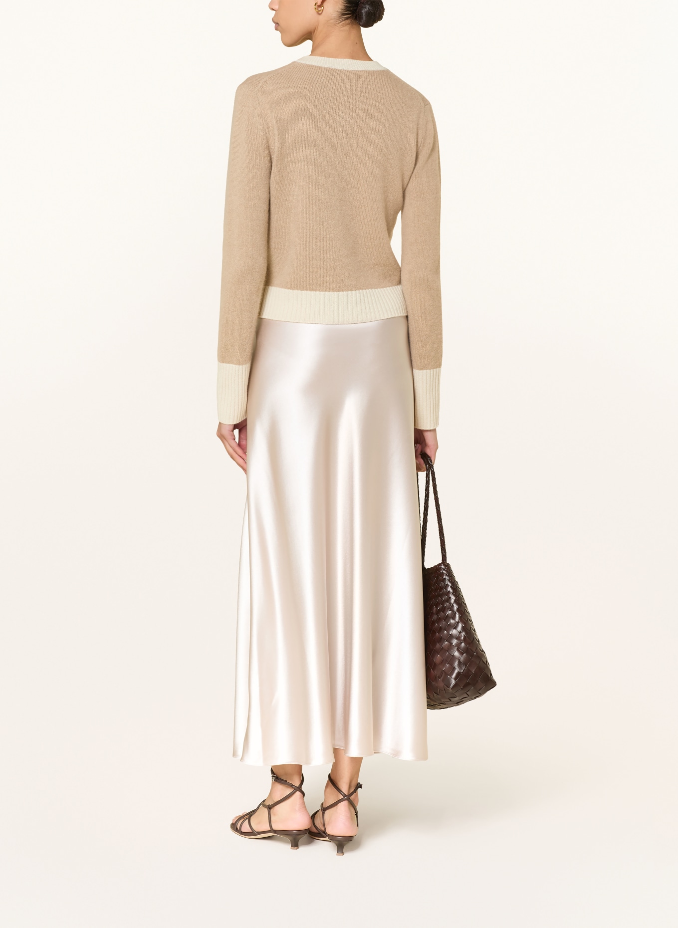 HERZENS satin skirt: LIGHT BROWN