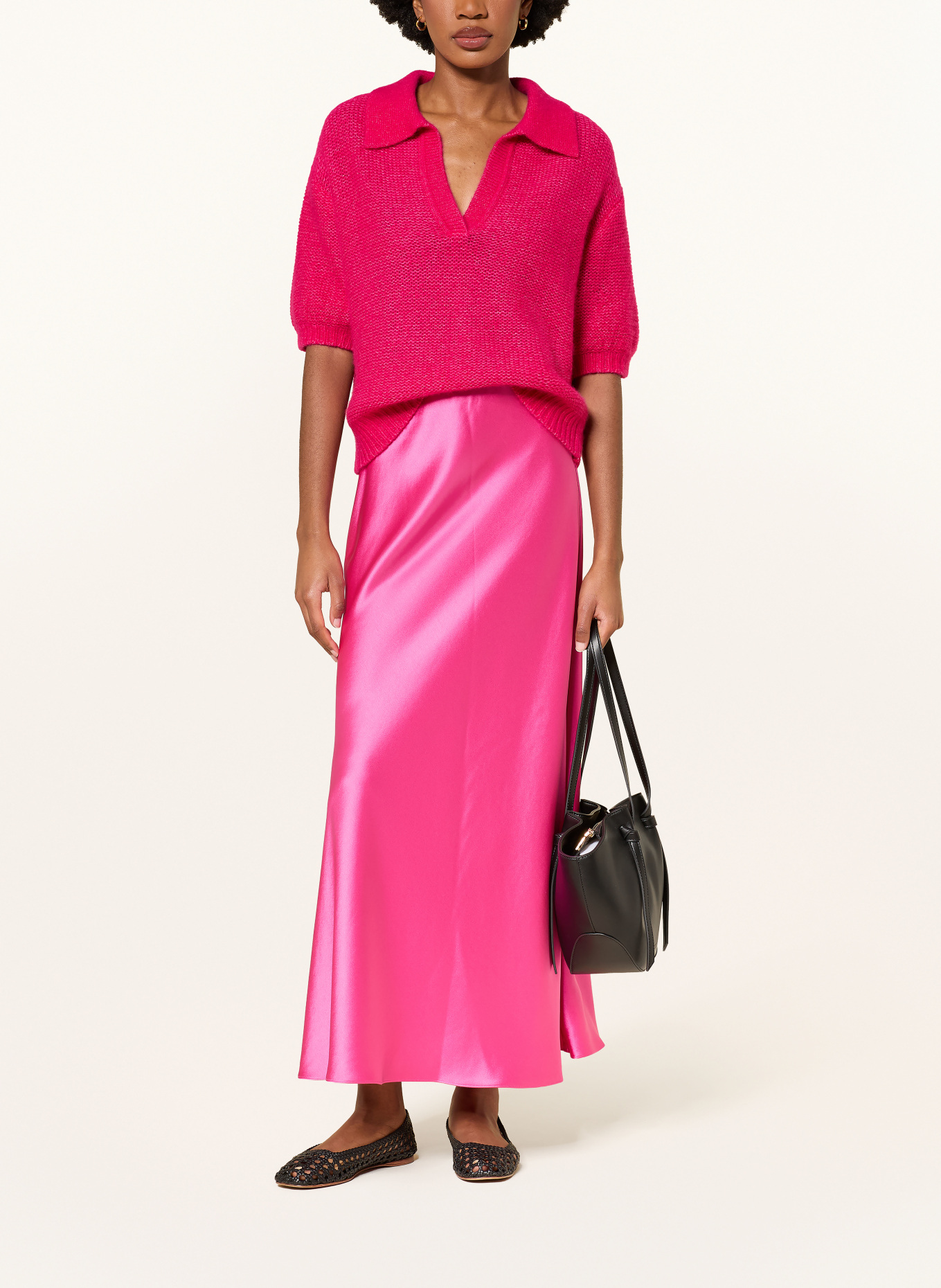 HERZENS satin skirt: FUCHSIA