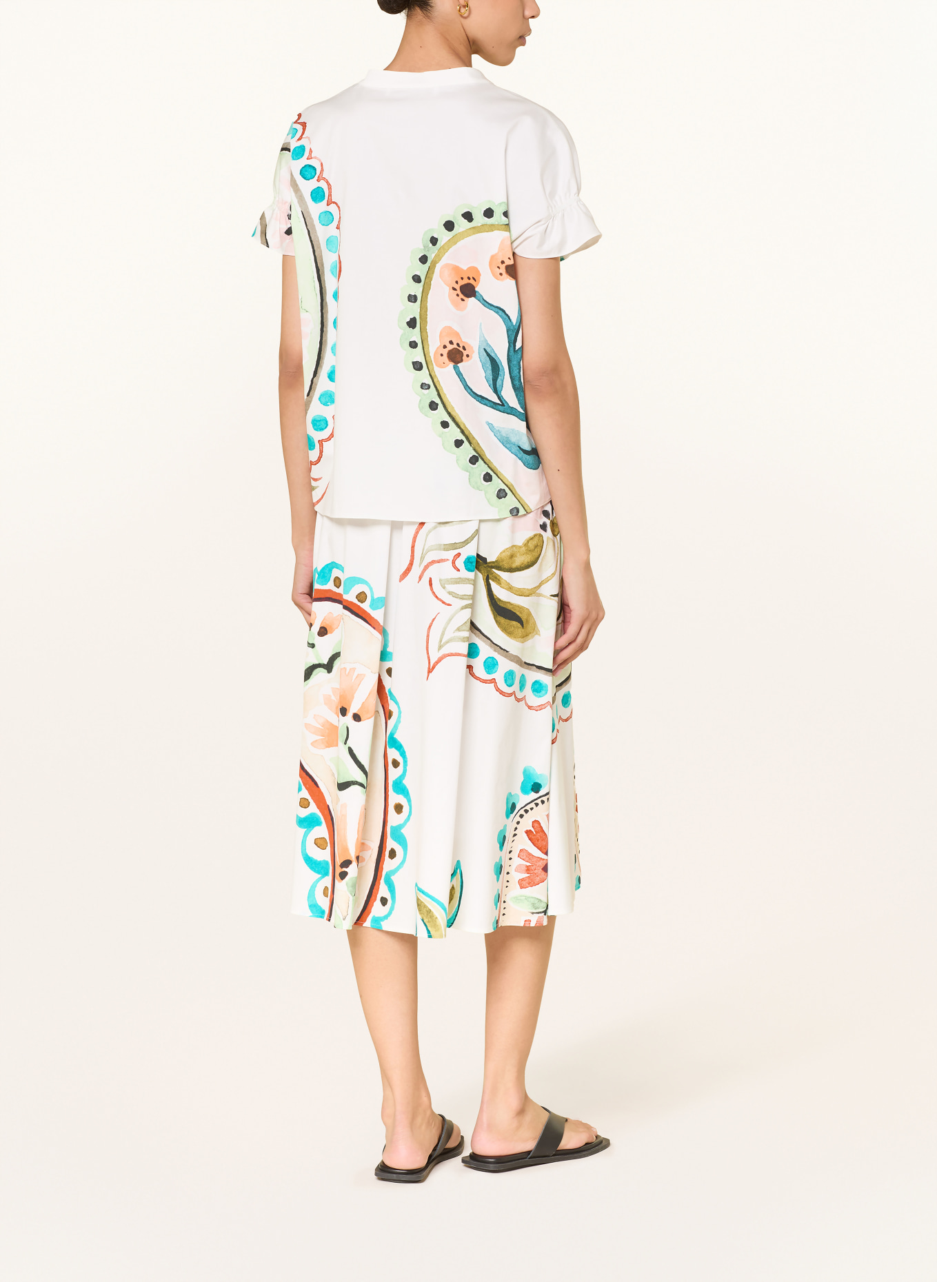 HERZENS jupe: BLANC / ORANGE / TURQUOISE