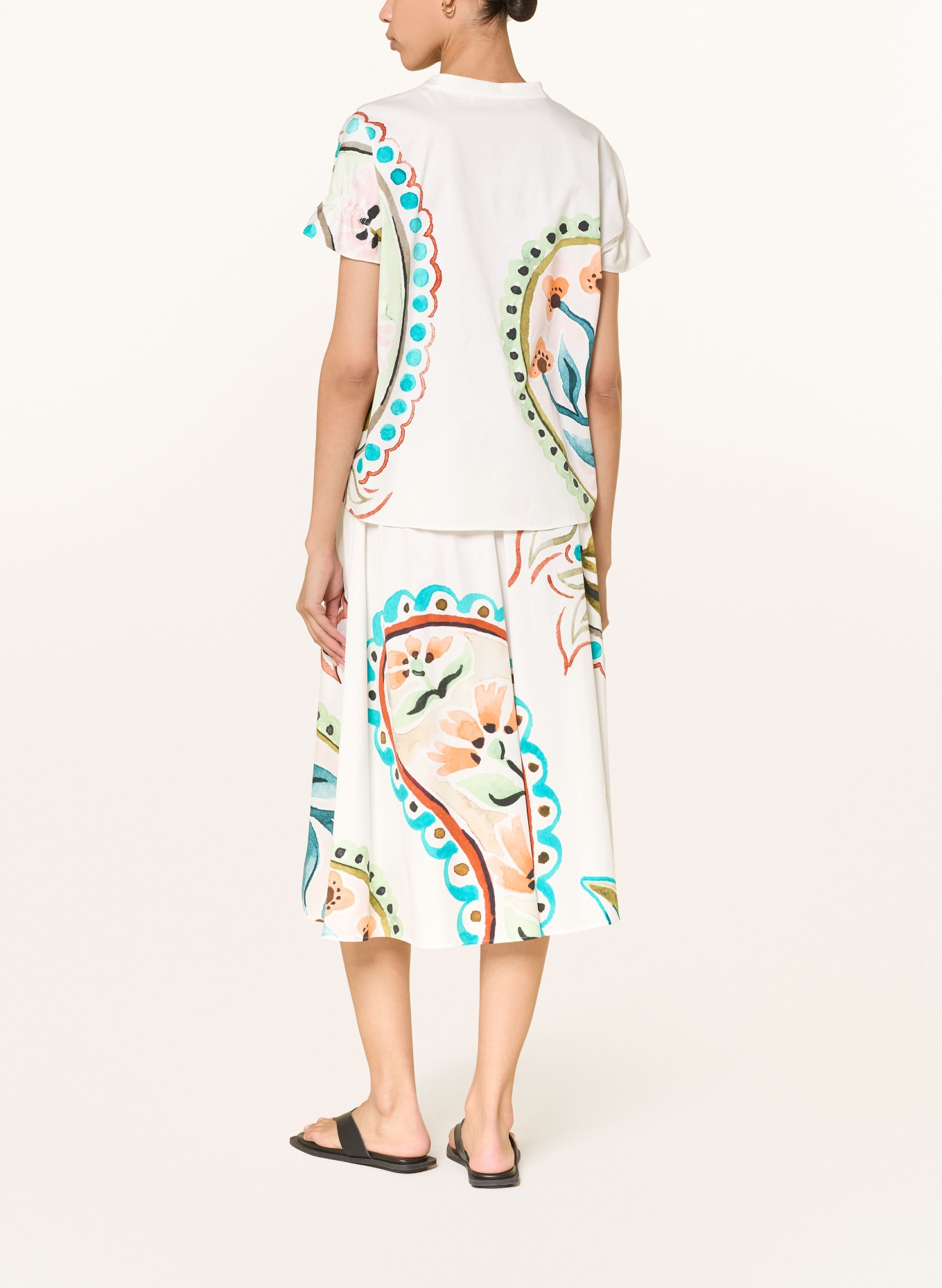 HERZENS chemisier: BLANC / TURQUOISE / NOIR