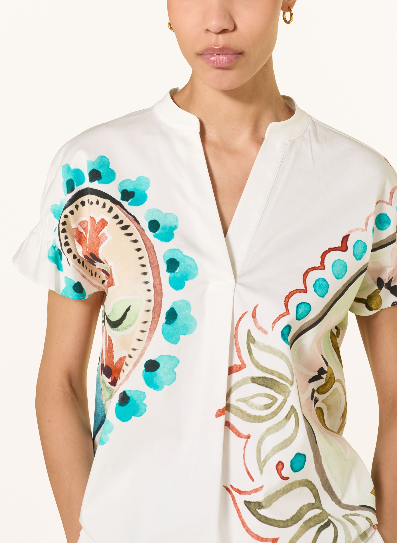 HERZENS chemisier: BLANC / TURQUOISE / NOIR