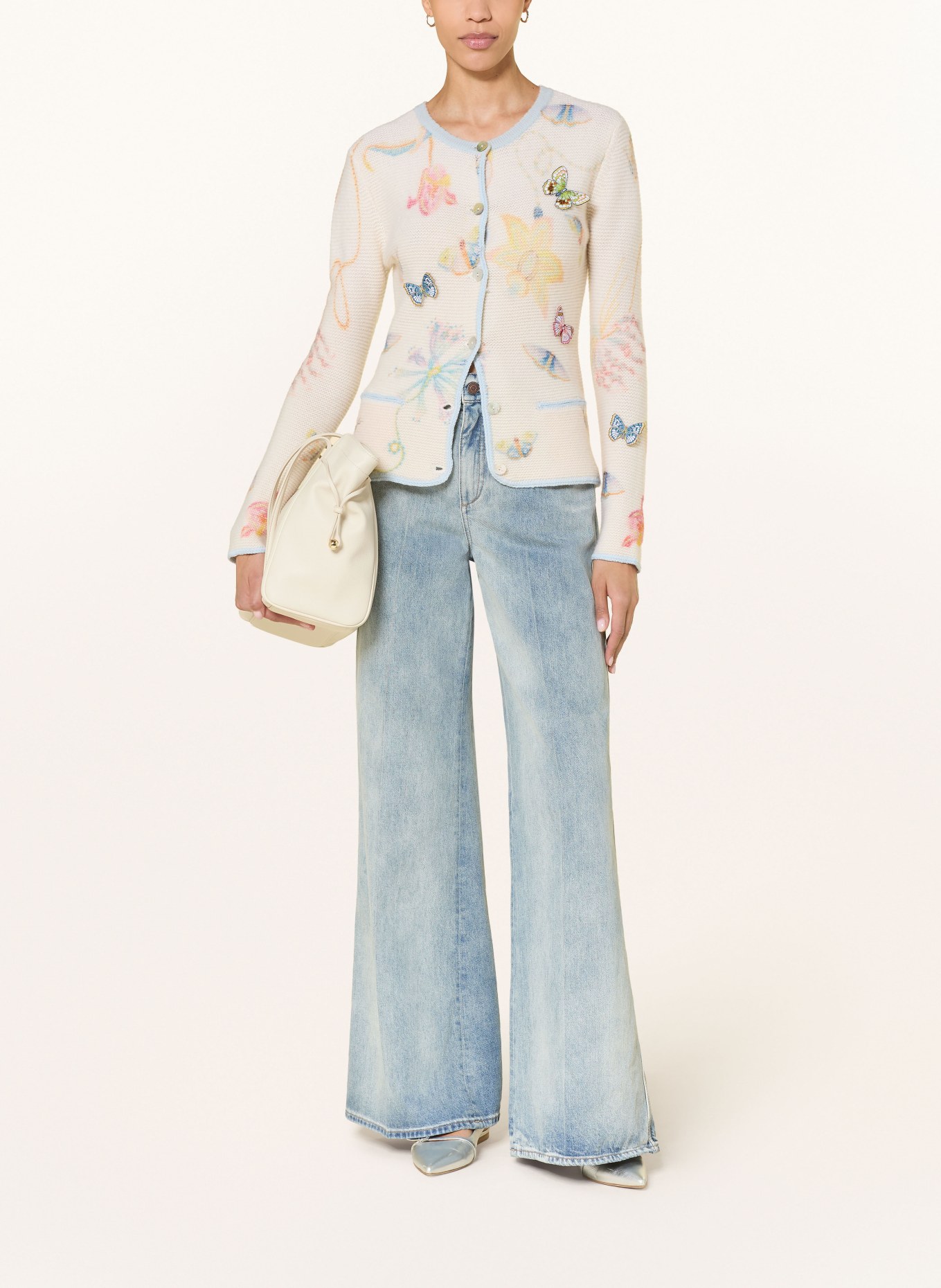 HERZENS Strickjacke: CREME / GELB / BLAU