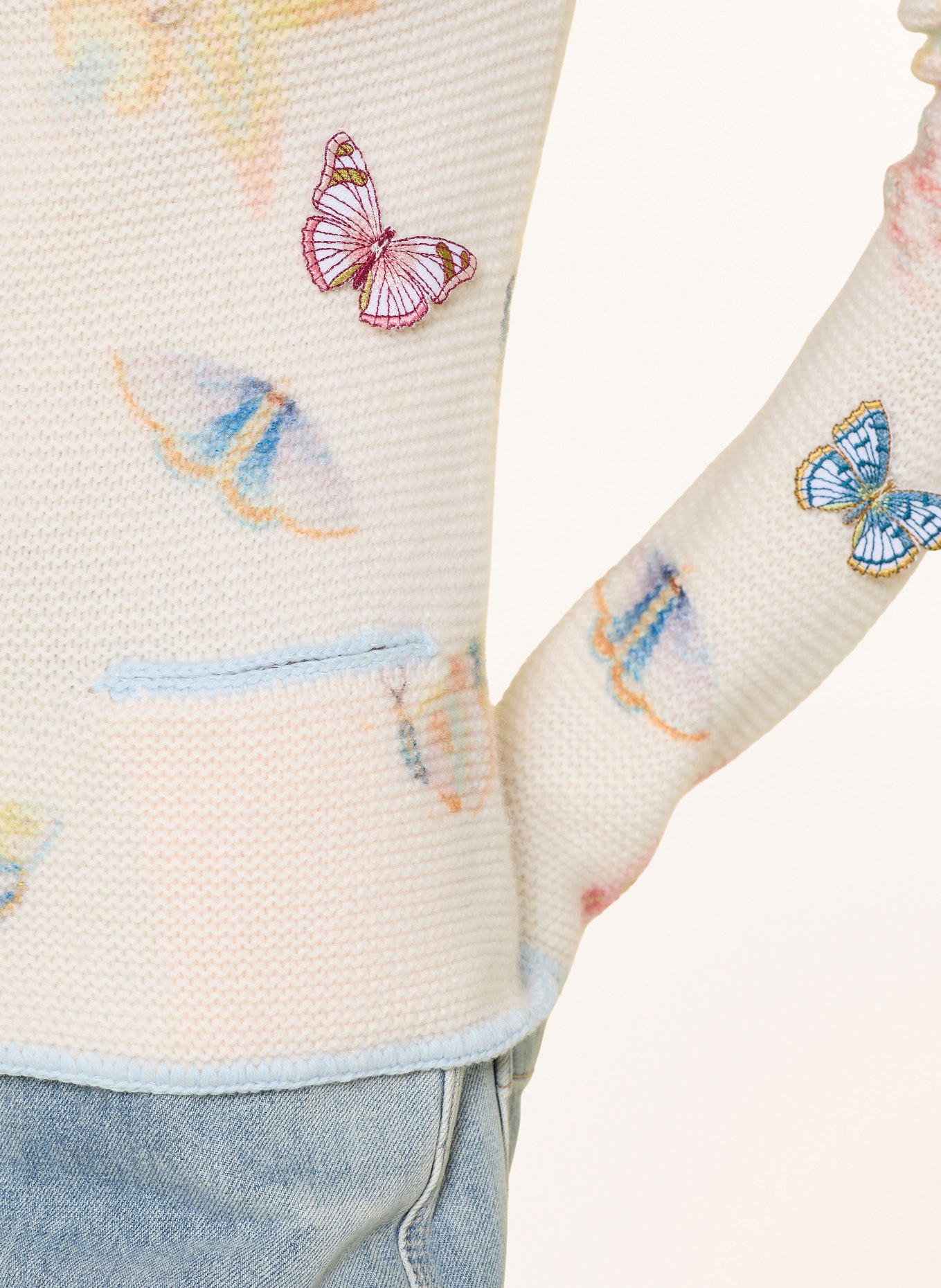 HERZENS Strickjacke: CREME / GELB / BLAU