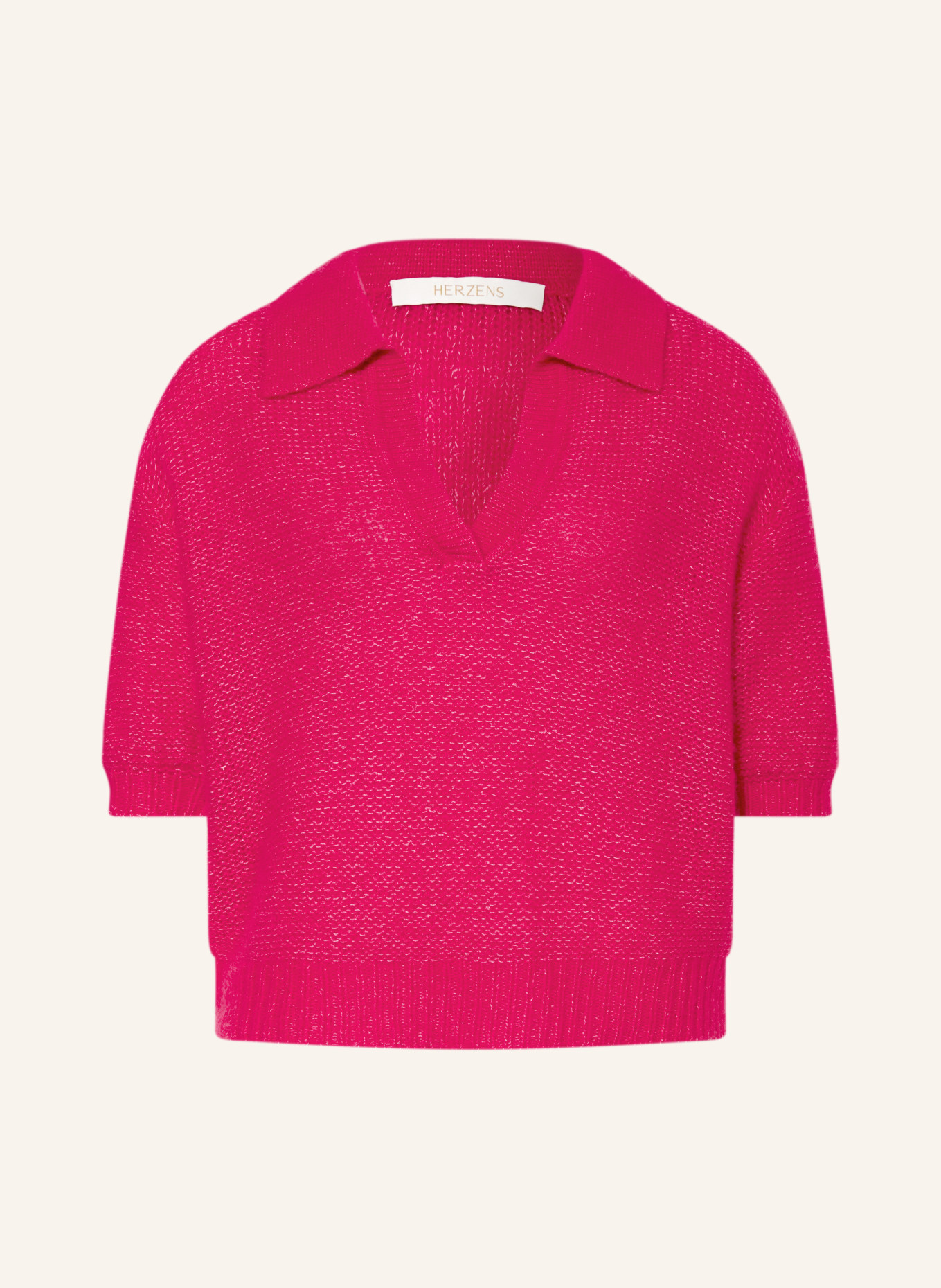 HERZENS Strick-Poloshirt mit Cashmere: FUCHSIA