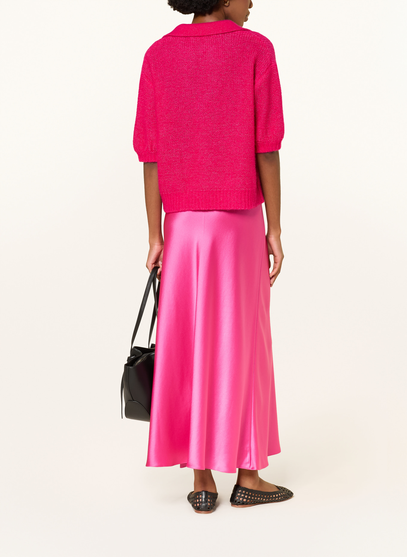 HERZENS Strick-Poloshirt mit Cashmere: FUCHSIA