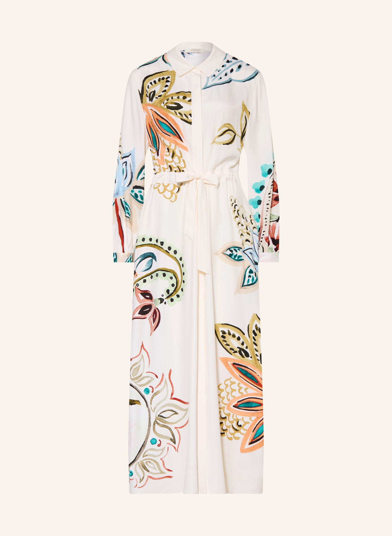 HERZENS Sukienka koszulowa z jedwabiu: BIAŁY / TURKUSOWY / CZARNY