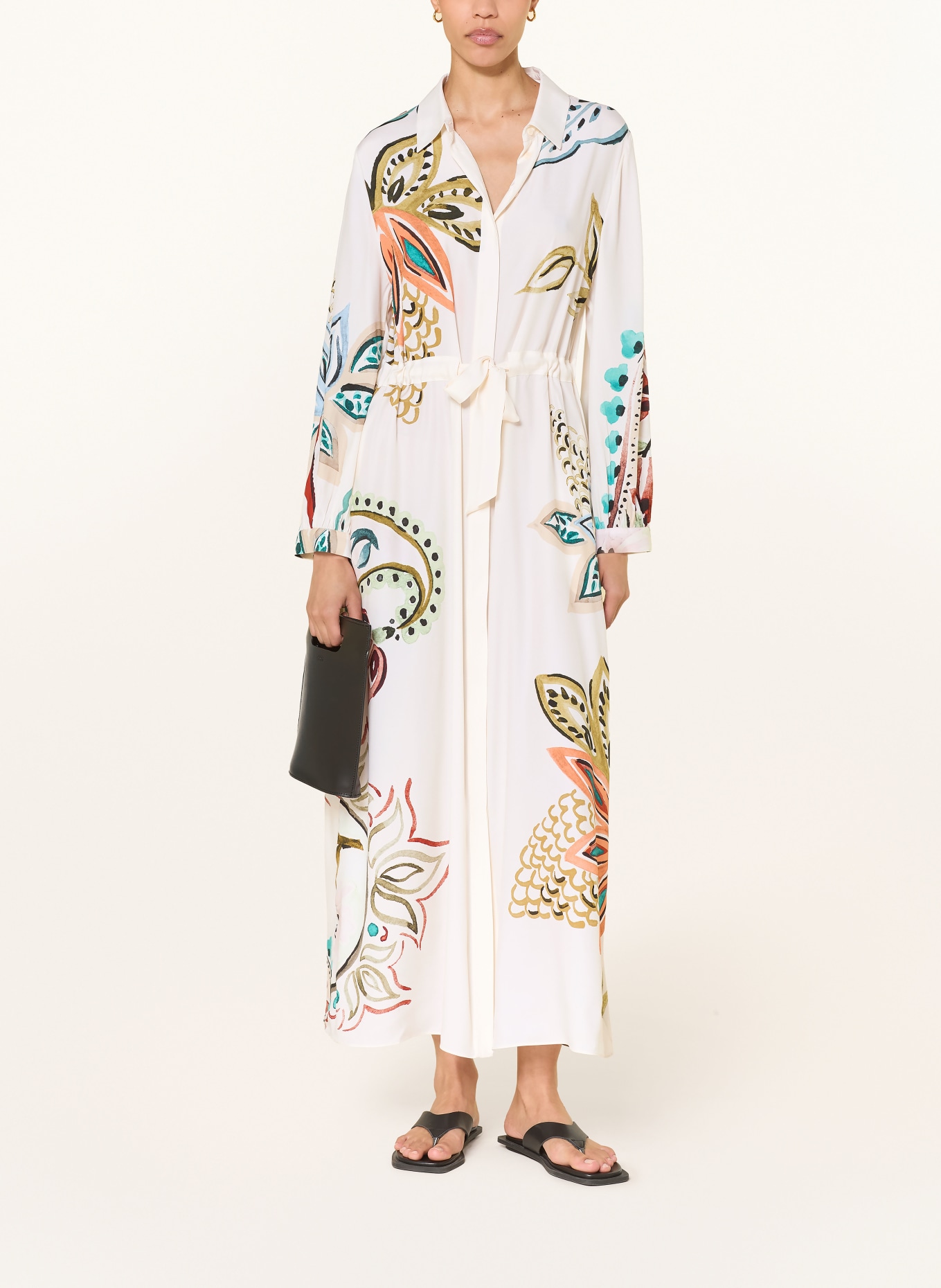 HERZENS Sukienka koszulowa z jedwabiu: BIAŁY / TURKUSOWY / CZARNY