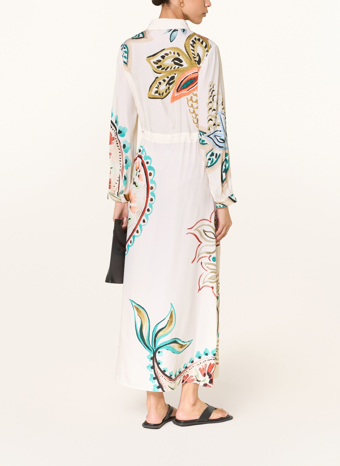 HERZENS Sukienka koszulowa z jedwabiu: BIAŁY / TURKUSOWY / CZARNY