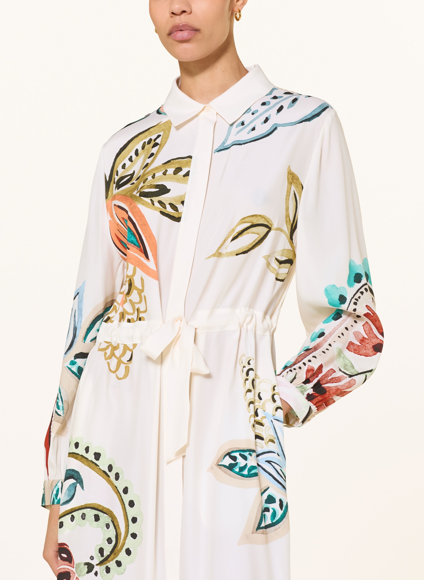 HERZENS Sukienka koszulowa z jedwabiu: BIAŁY / TURKUSOWY / CZARNY