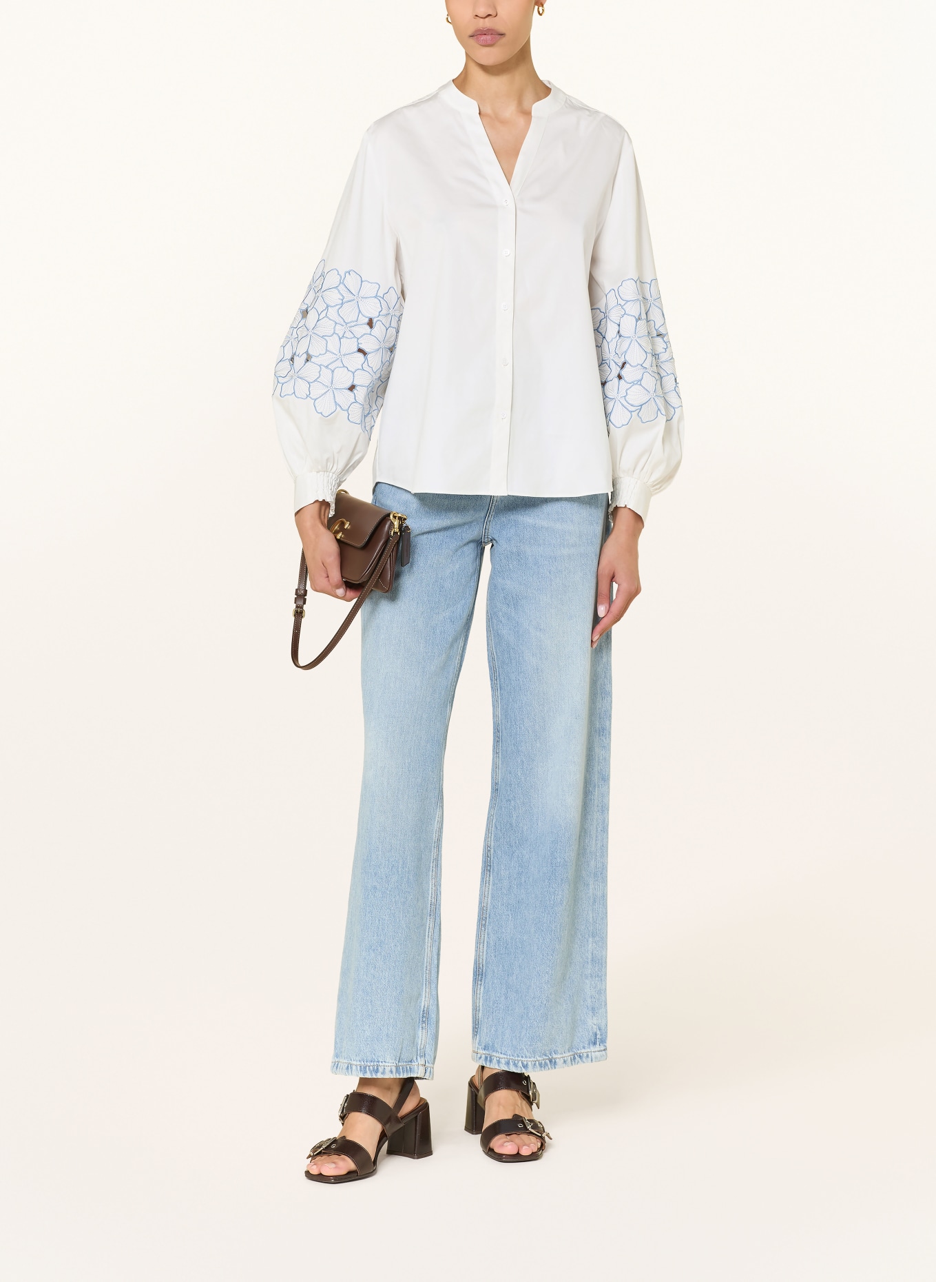 HERZENS blouse: ECRU / BLUE