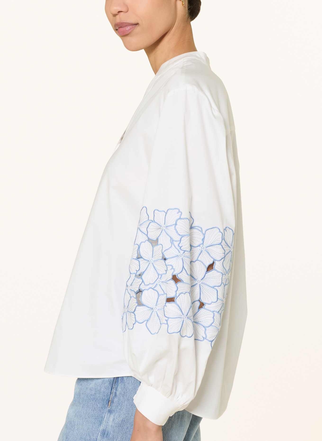 HERZENS blouse: ECRU / BLUE