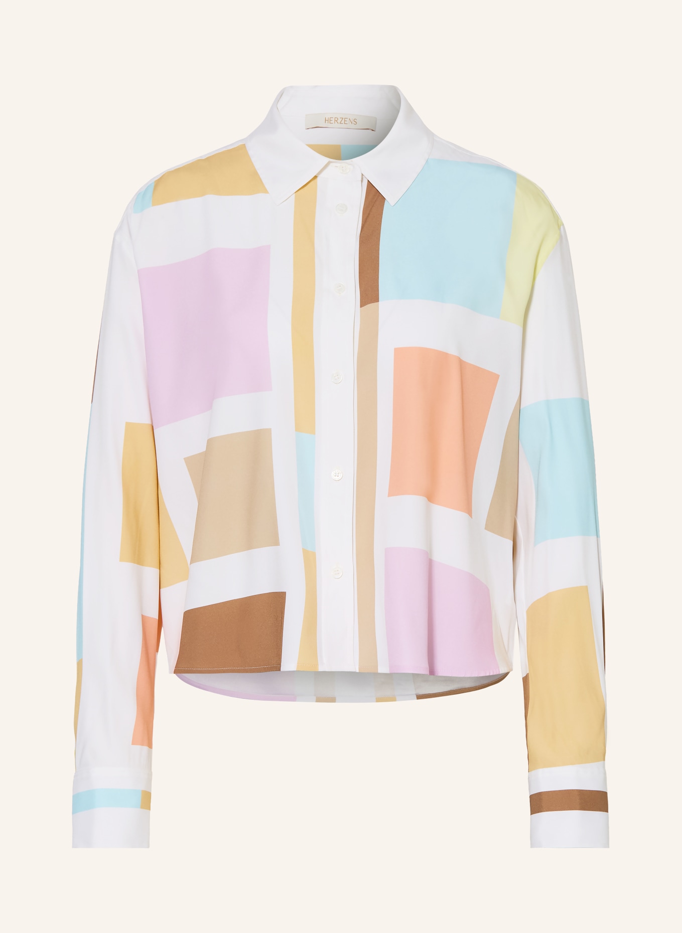 HERZENS Hedvábná košile: BÍLÁ / HNĚDÁ / RŮŽOVÁ