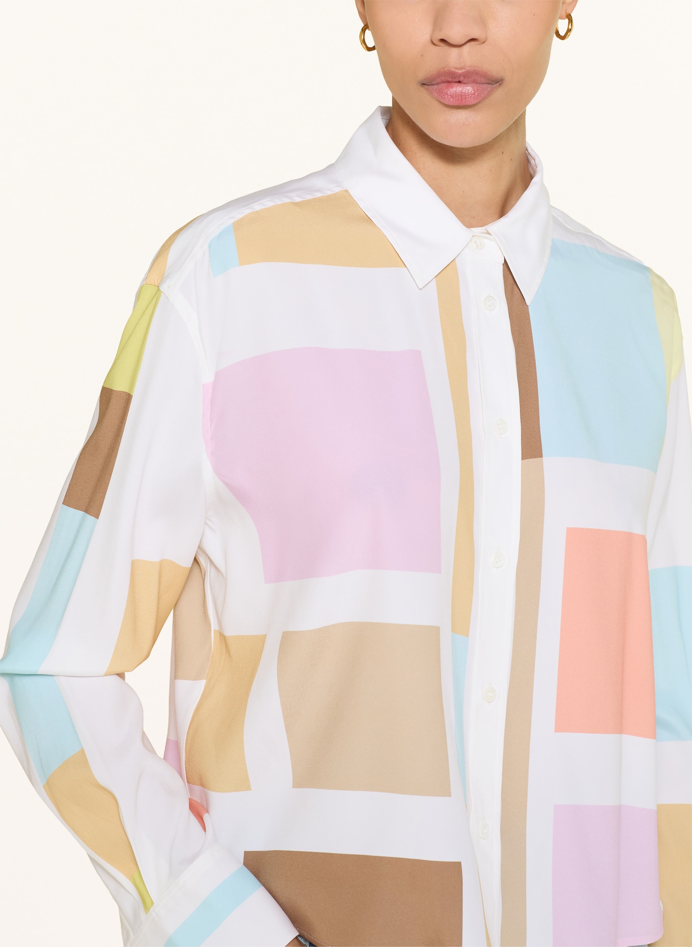 HERZENS Hedvábná košile: BÍLÁ / HNĚDÁ / RŮŽOVÁ