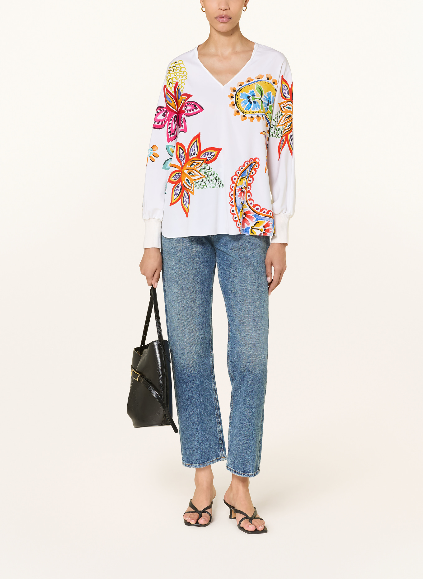 HERZENS Hedvábná halenka: BÍLÁ / ČERVENÁ / ORANŽOVÁ