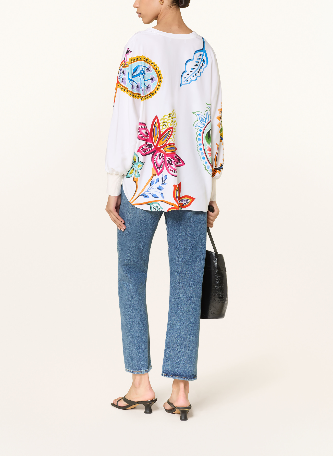 HERZENS Hedvábná halenka: BÍLÁ / ČERVENÁ / ORANŽOVÁ